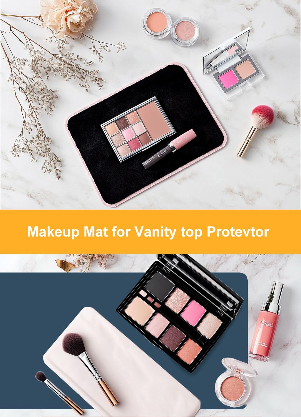 Waterproof Makeup Vanity Mat - Non-Slip Table Protector for Nail Art, Crafts & Dresser Top - 31.5
