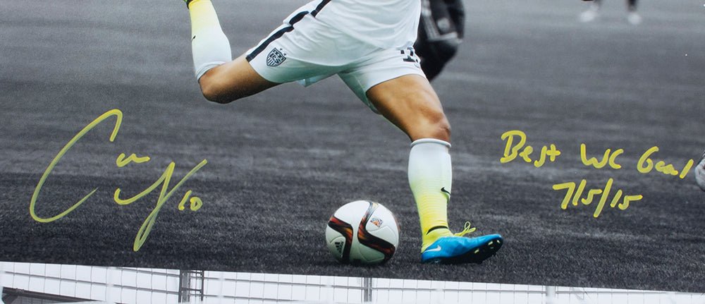 Authentic Carli Lloyd Signed 16x20 Soccer Photo - 2015 World Cup Best Goal Inscription with PSA/DNA COA - Perfect for Soccer Memorabilia Collections & Man Cave Decor