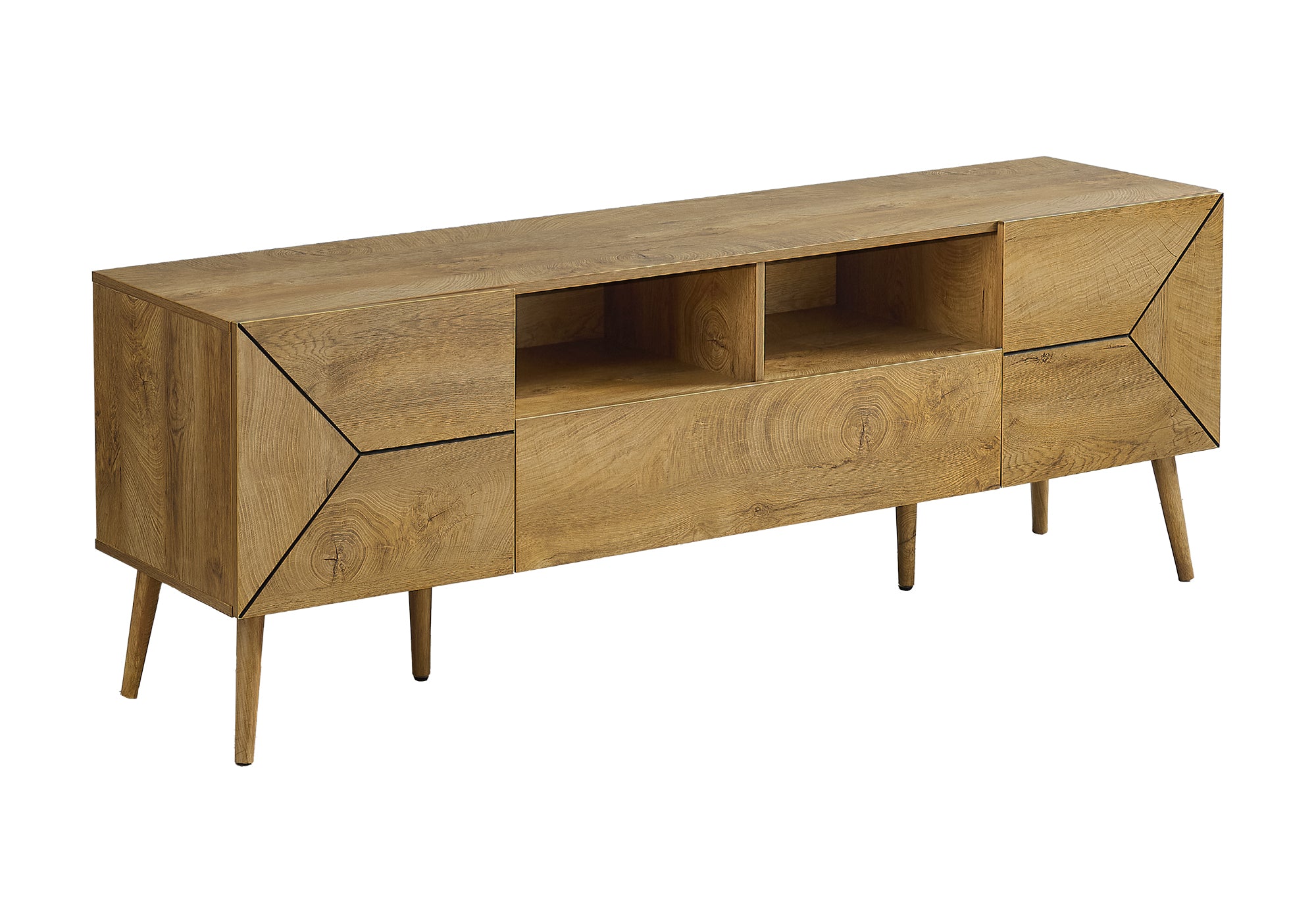 72 Inch Walnut Laminate TV Stand Console | Mid Century Modern Entertainment Center with Storage | Perfect for Living Room, Bedroom & Home Theater Setup