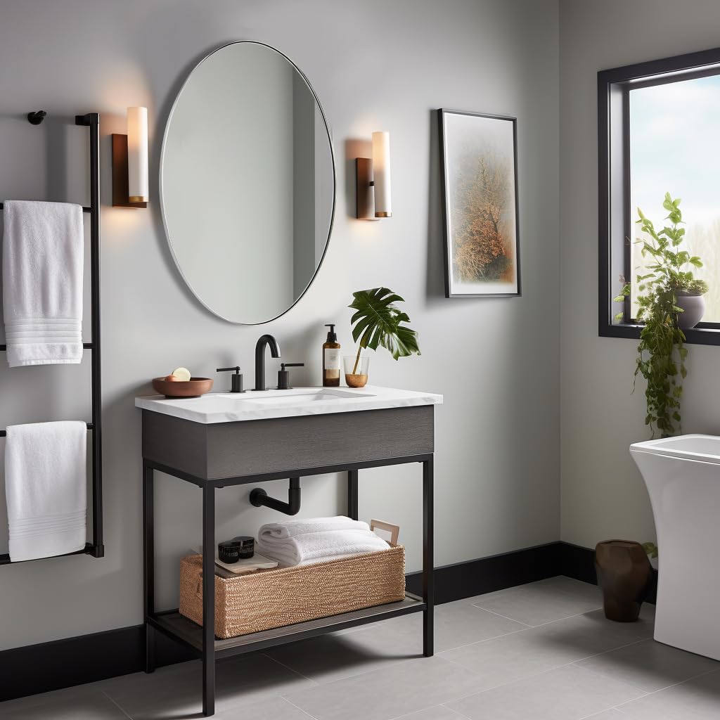 ANDY STAR 24x32 Inch Polished Chrome Oval Bathroom Mirror - Modern Stainless Steel Wall Mirror with Pill Shape Design | Perfect for Vanity, Powder Room & Contemporary Home Decor
