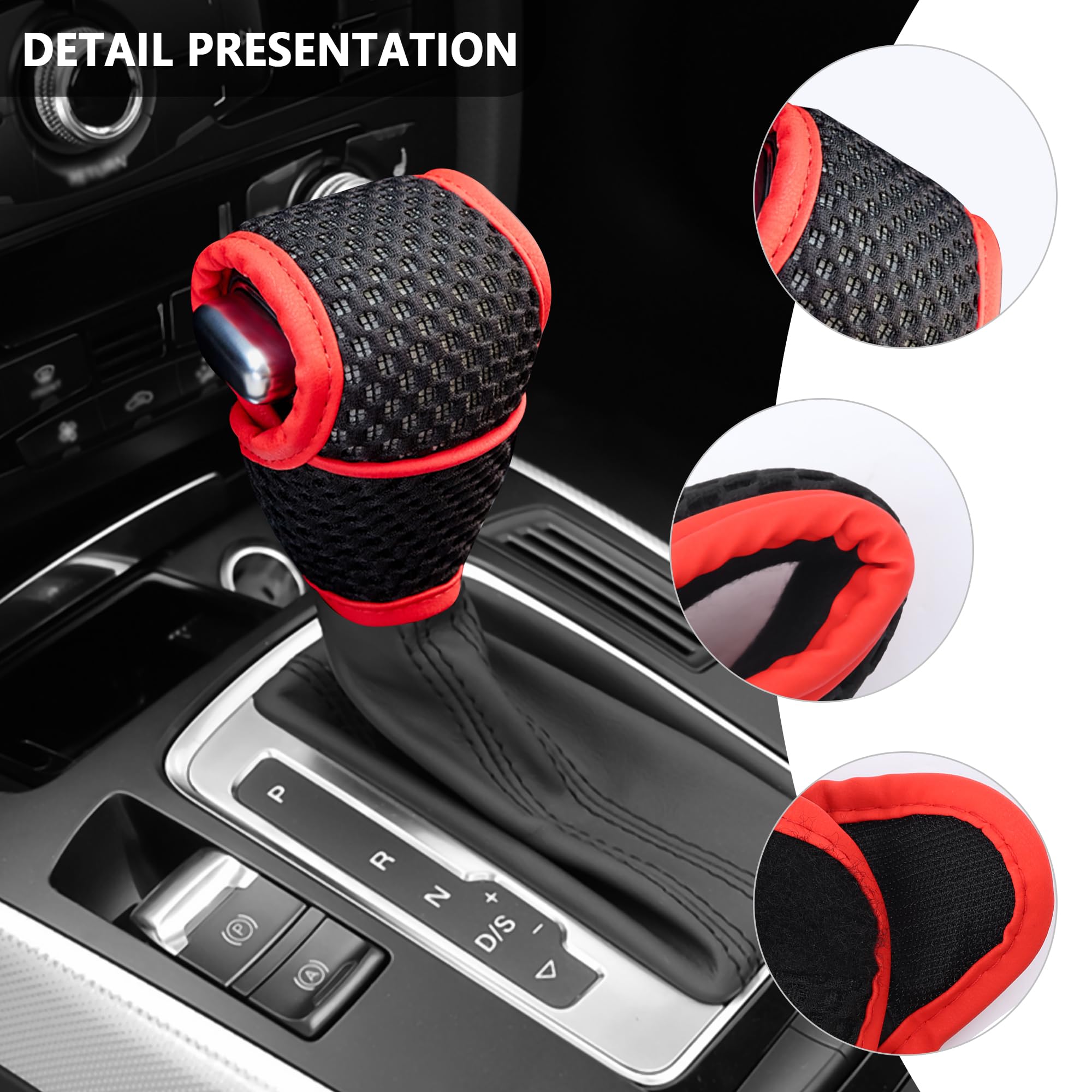 Breathable Universal Car Gear Shift Knob Cover - Black/Red Shifter Protector for Smooth Driving | Durable Car Interior Accessories for Manual & Automatic Transmissions | Perfect for Daily Commute & Road Trips