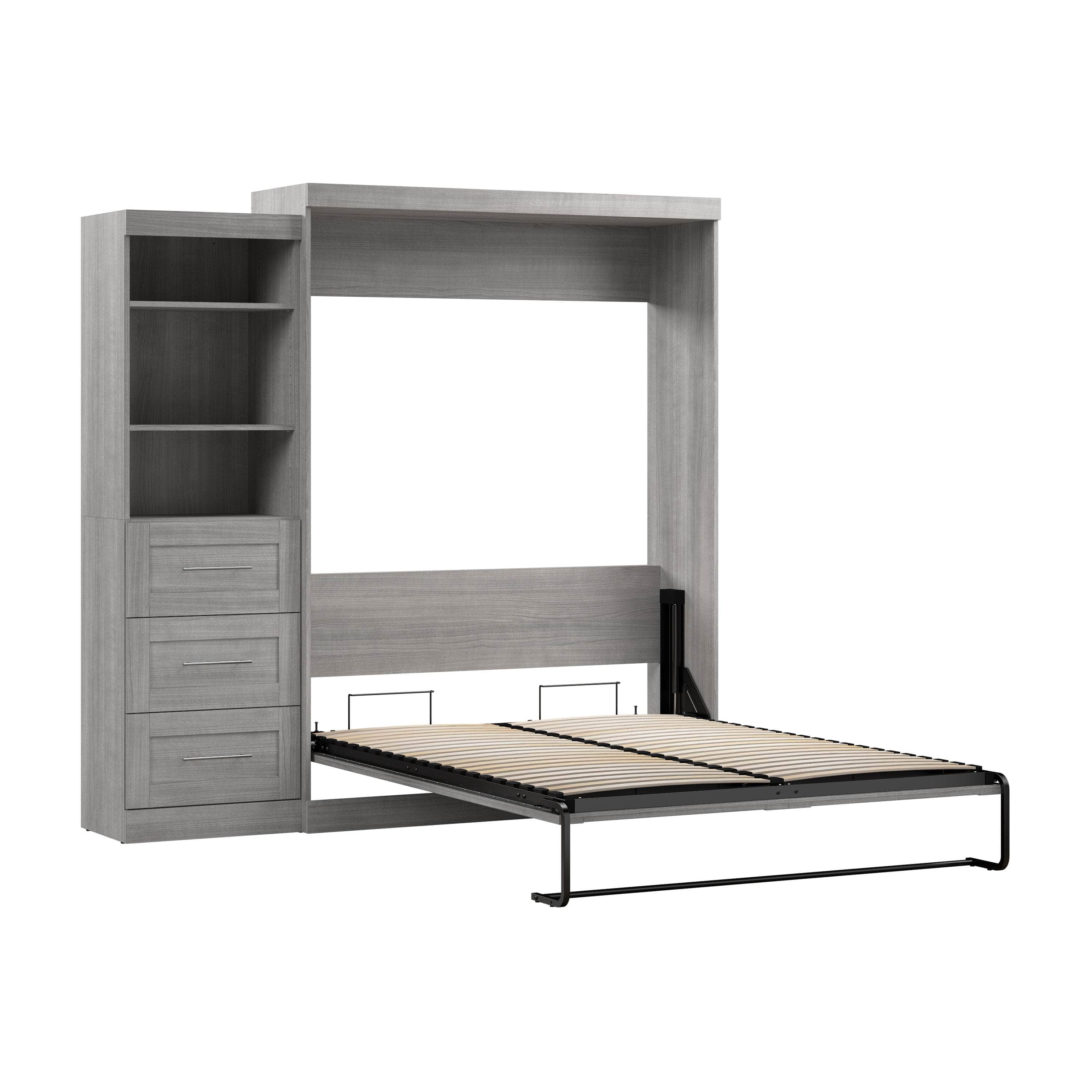 Queen Murphy Wall Bed with Storage Drawers - Space-Saving Foldable Bed for Small Rooms, Apartments & Guest Rooms (90