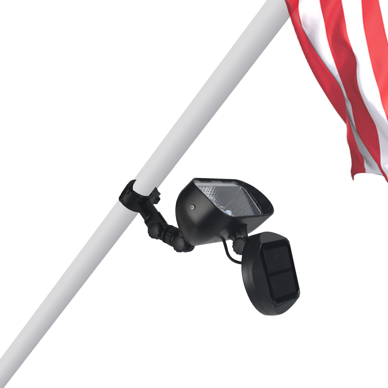 Solar Powered Flagpole Light - 4 Ultra Bright LED, 360° Adjustable, IP65 Waterproof Outdoor Light for 1