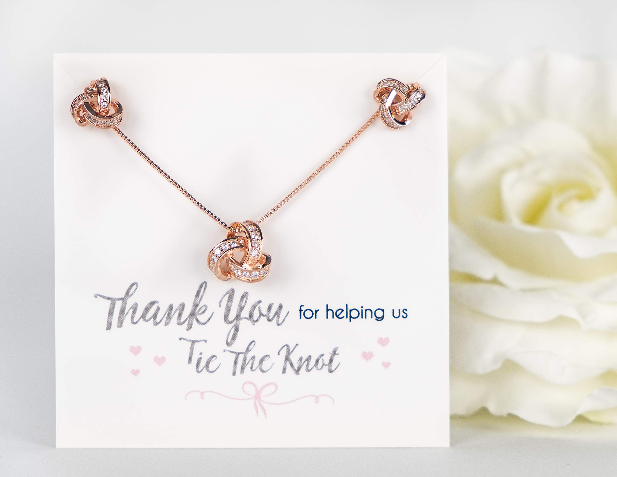 Cleo Classic Designs Bridesmaid Proposal Gift Set - Knot Earring & Necklace Jewelry for Weddings, Bridal Parties & Special Occasions | Perfect for Bridesmaids, Maid of Honor & Wedding Accessories