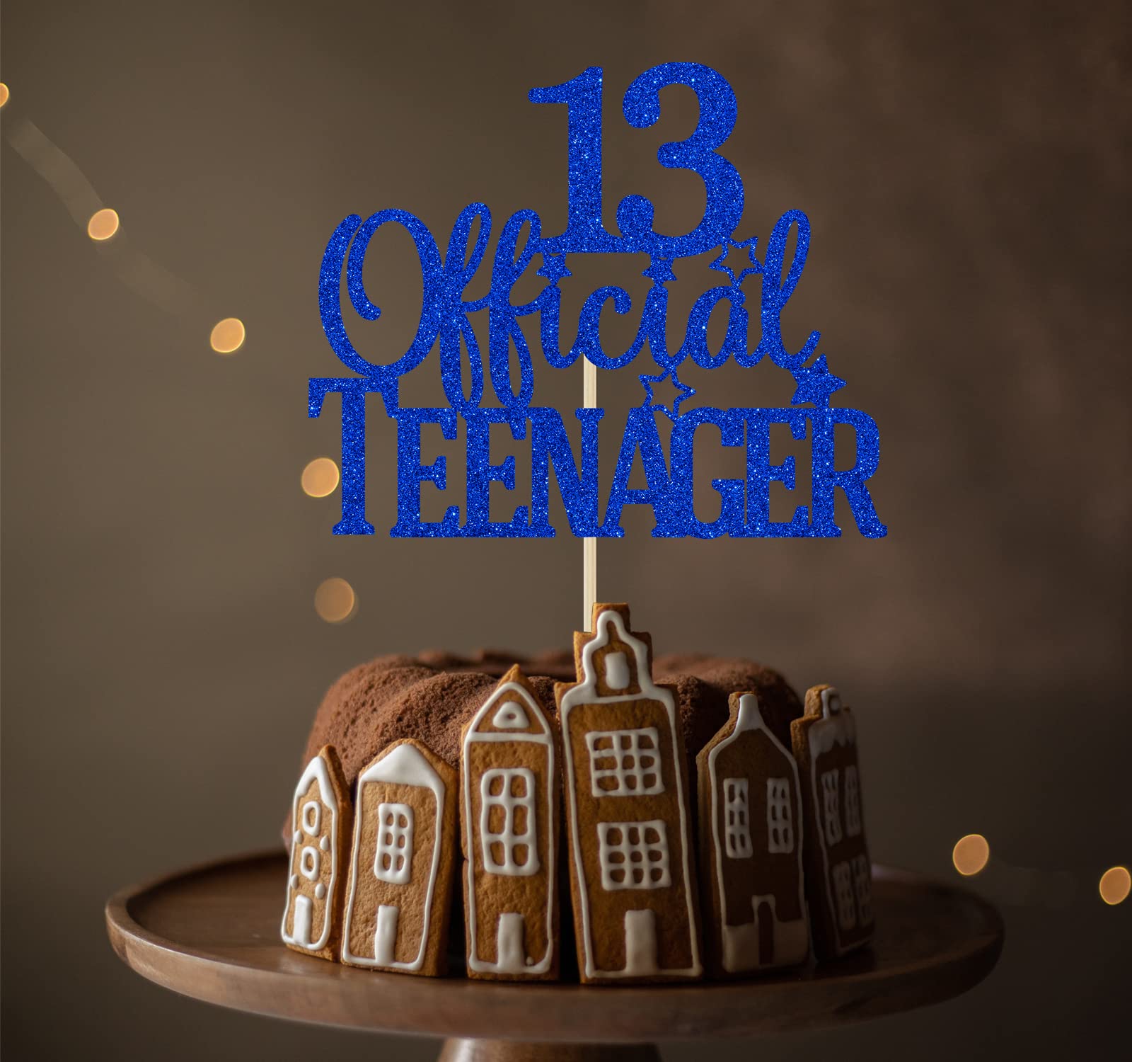 Blue Glitter 13 Cake Topper for Teenagers - Cheers to 13 Years, Bruh I'm 13 & Happy 13th Birthday Decor - Perfect for 13th Birthday Party Decorations & Teen Celebration Cakes