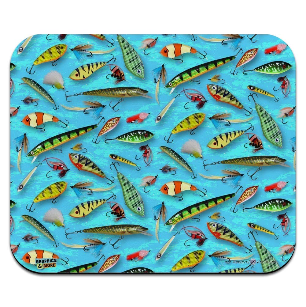 Premium Fishing Flies Lures - Realistic Fish Pattern Non-Slip Mouse Pad for Gamers & Office Use - Perfect for PC, Laptop & Gaming Setup Accessories