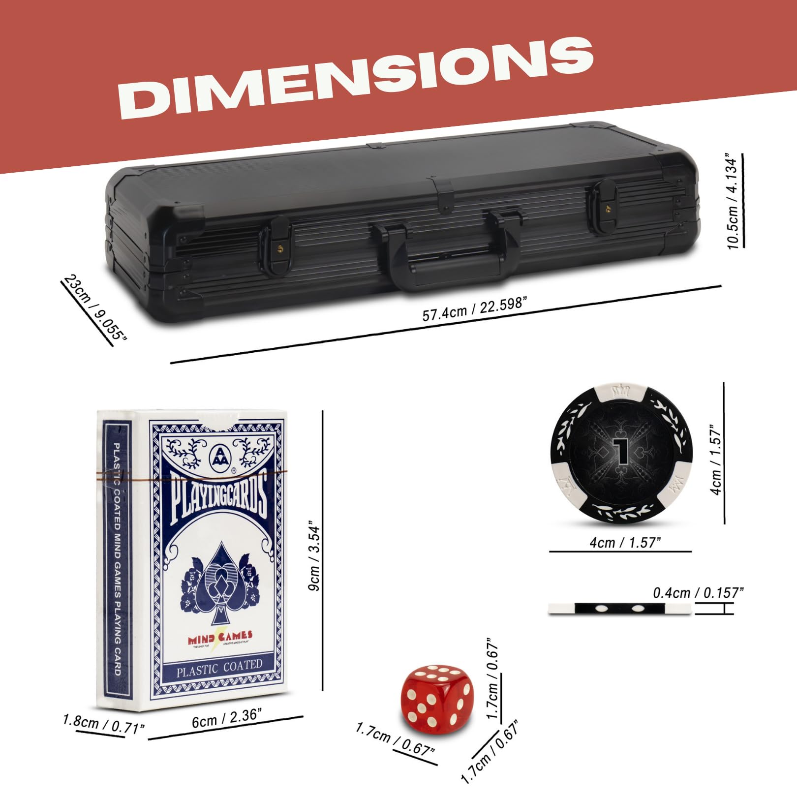 Premium Casino Style Poker Chips Set with Aluminum Case - 500 Numbered Black Chips, 1 Dealer Chip, 2 Playing Card Decks & 5 Red Dice - Perfect for Texas Hold'em, Blackjack & Home Poker Nights - Great Gift for Poker Players & Casino Enthusiasts