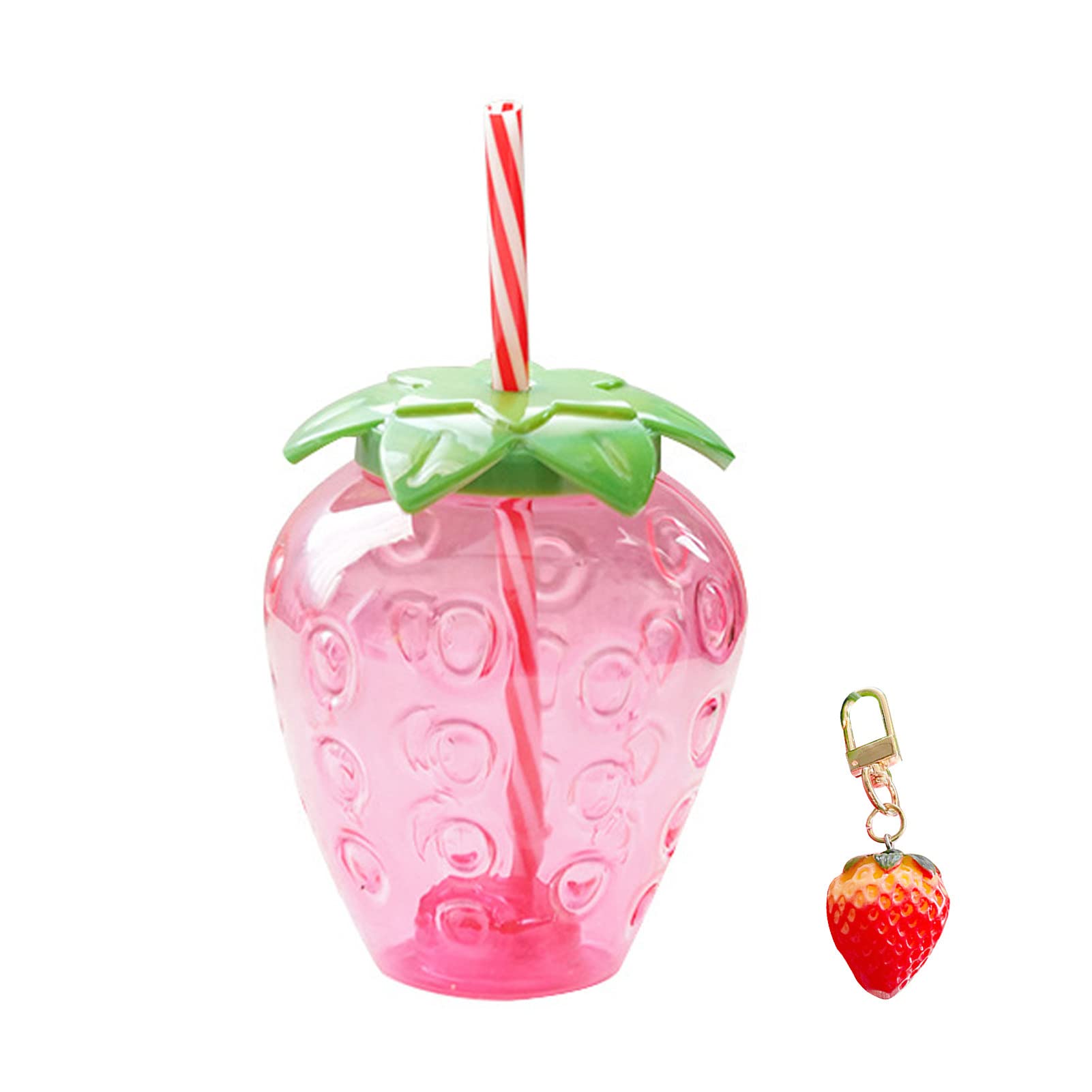 KGJQ Leak Proof Water Bottle - BPA-Free PP Material, Cartoon Strawberry Design with Straw, Ideal for Fitness, Camping, Home & Outdoor Activities | Sports Water Bottle for Kids & Adults