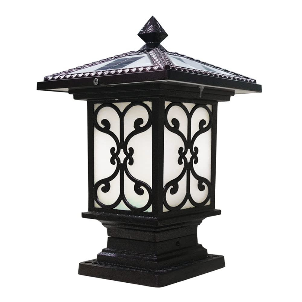 Solar Post Lantern Light - Waterproof Outdoor LED Square Fence Lamp for Garden, Courtyard, Porch & Terrace | European Style Solar Powered Decorative Pillar Lighting for Gates, Pathways & Landscape Accents