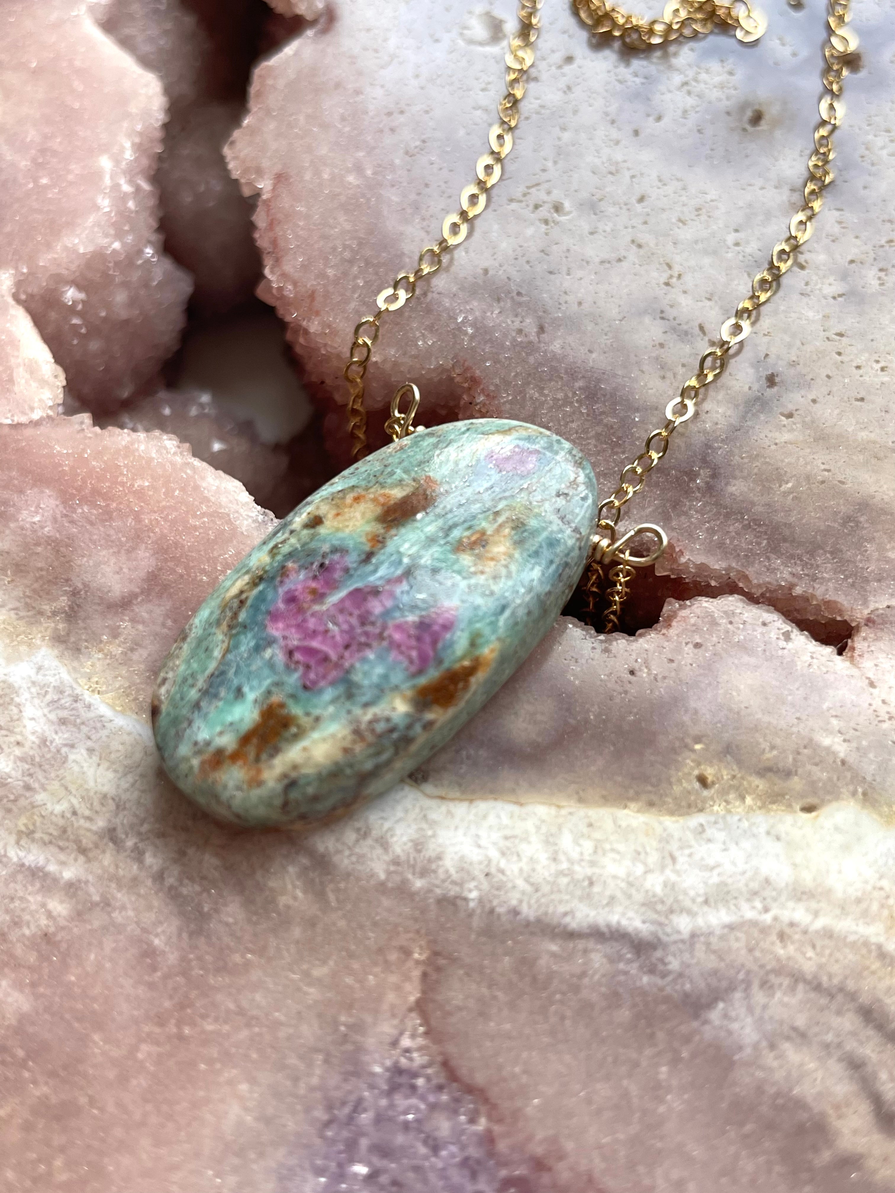 Elegant Ruby in Fushite Necklace - 14K Gold Filled Pendant for Women | Perfect Gift for Birthday, Anniversary & Valentine's Day