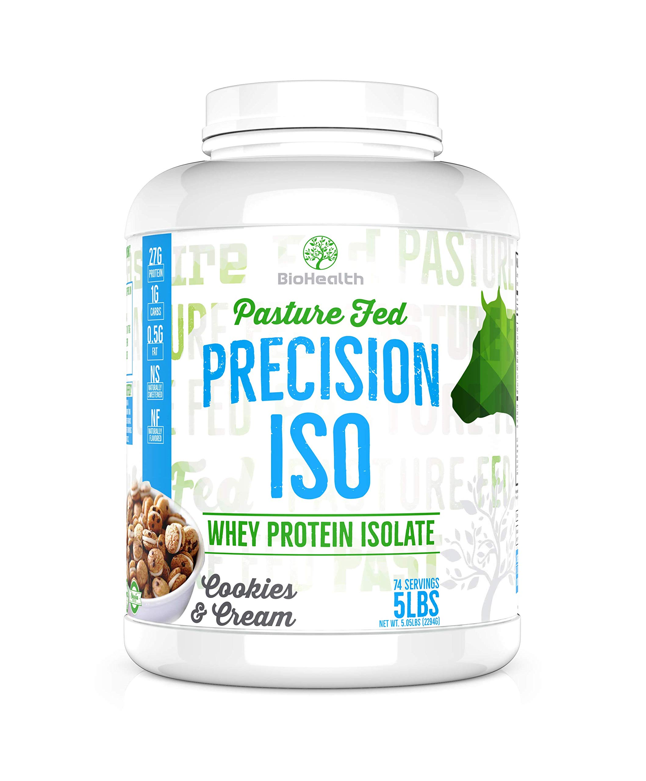 Precision ISO Cookies & Cream Whey Protein Isolate (5lb) | Pasture-Raised, Low Carb, Keto Friendly Protein Powder for Muscle Recovery & Workout Supplement