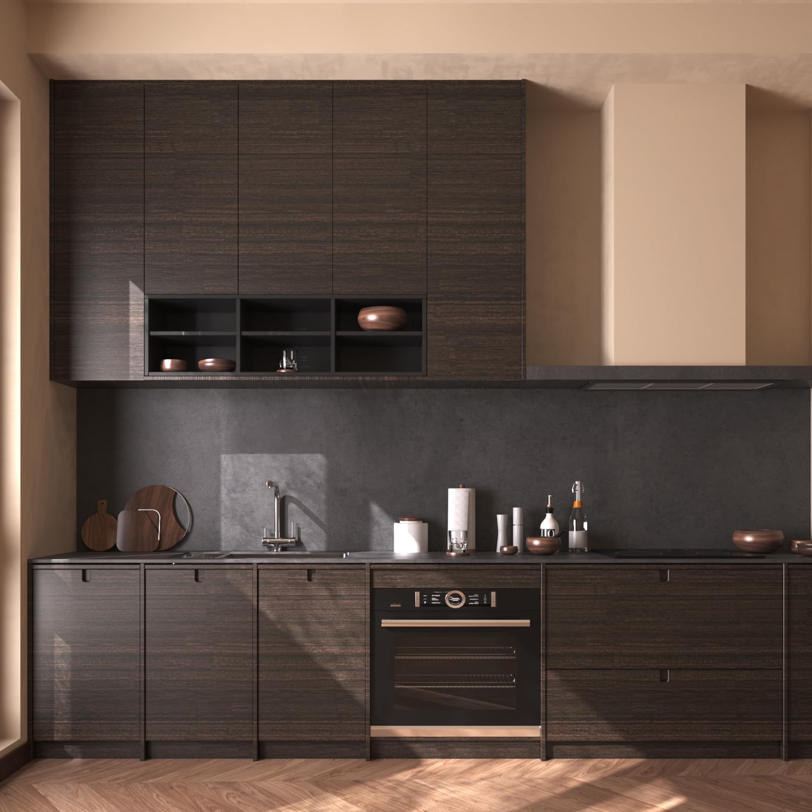 VEELIKE 15.7''x118'' Dark Wood Peel and Stick Wallpaper - Removable Waterproof Wood Grain Contact Paper, Self-Adhesive Vinyl Wrap for Cabinets, Countertops, Furniture, Shelves & Drawer Liners - Perfect for Home Renovation & DIY Decor Projects