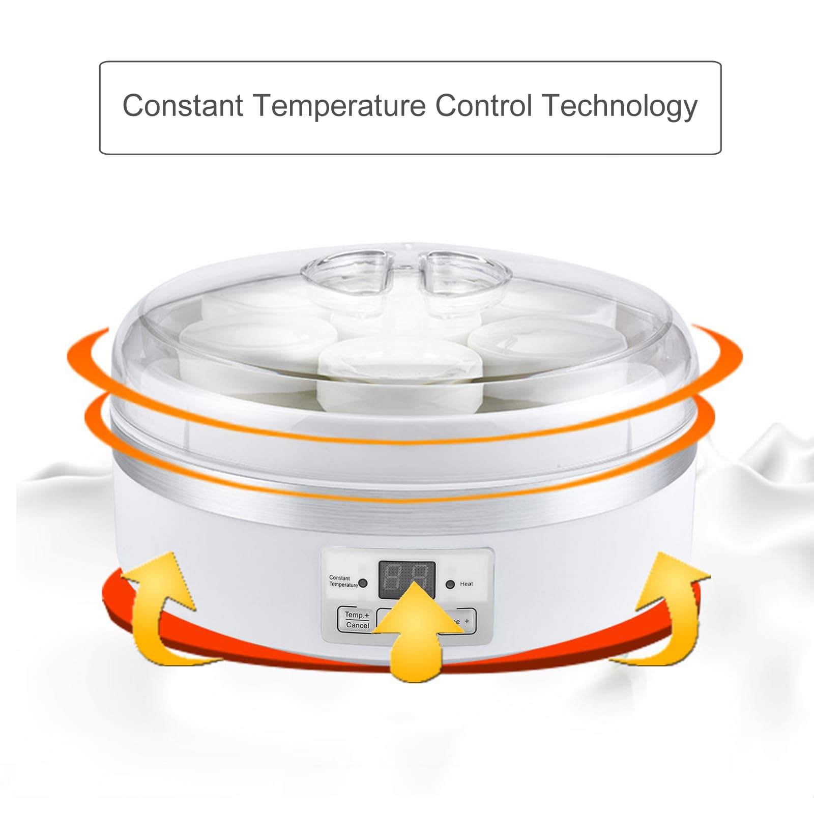 1.7L Automatic Yogurt & Natto Maker Machine with Timer, Temperature Control - 7 Glass Jars Included for Greek Yogurt, Rice Wine & Fermented Foods - Perfect for Home Kitchens & Healthy Lifestyles