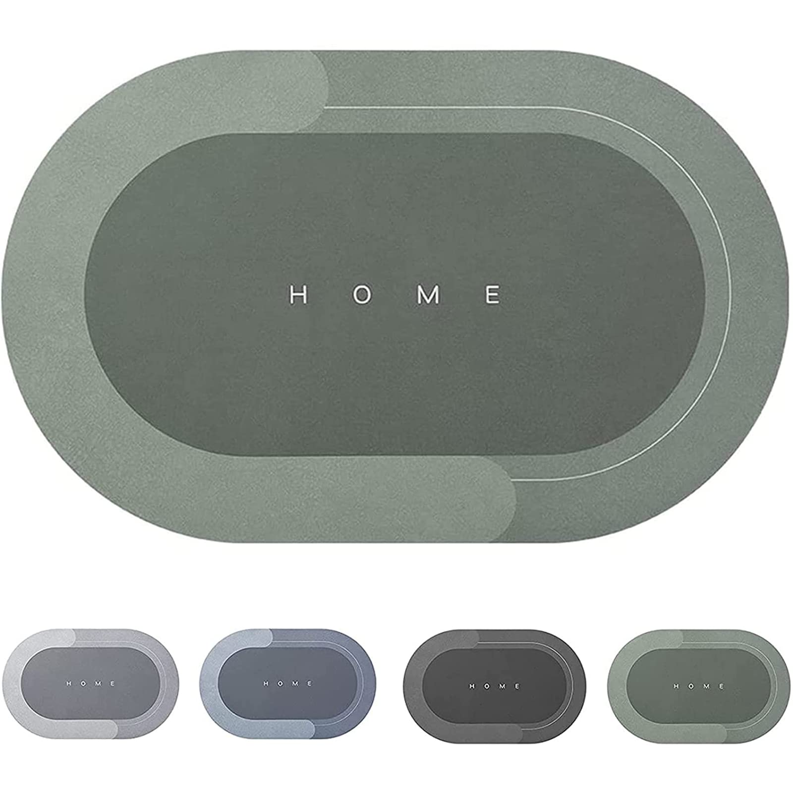 Super Absorbent Microfiber Memory Foam Floor Mat - Non-Slip Quick-Dry Bath & Door Mat for Bathroom, Kitchen, Entryway - 40x60cm Green Indoor Rug for Home & Office Use