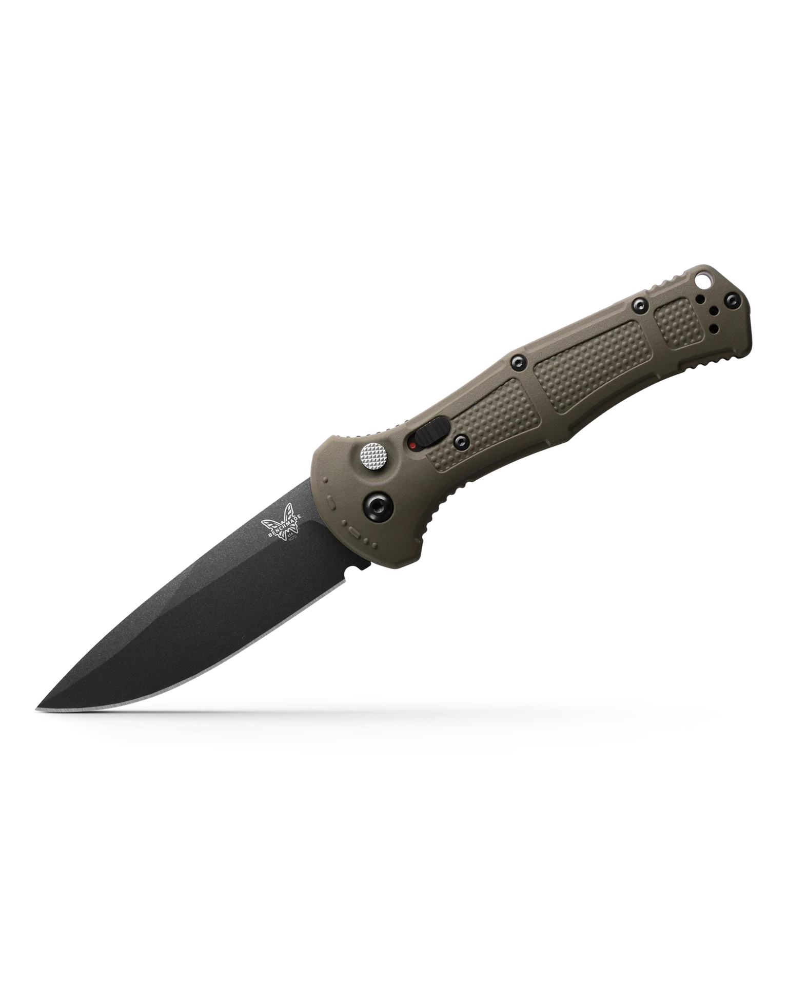 Benchmade 9570BK-1 Auto Mini Claymore Folding Knife - Black Blade, Ranger Green Grivory Handles (3.6