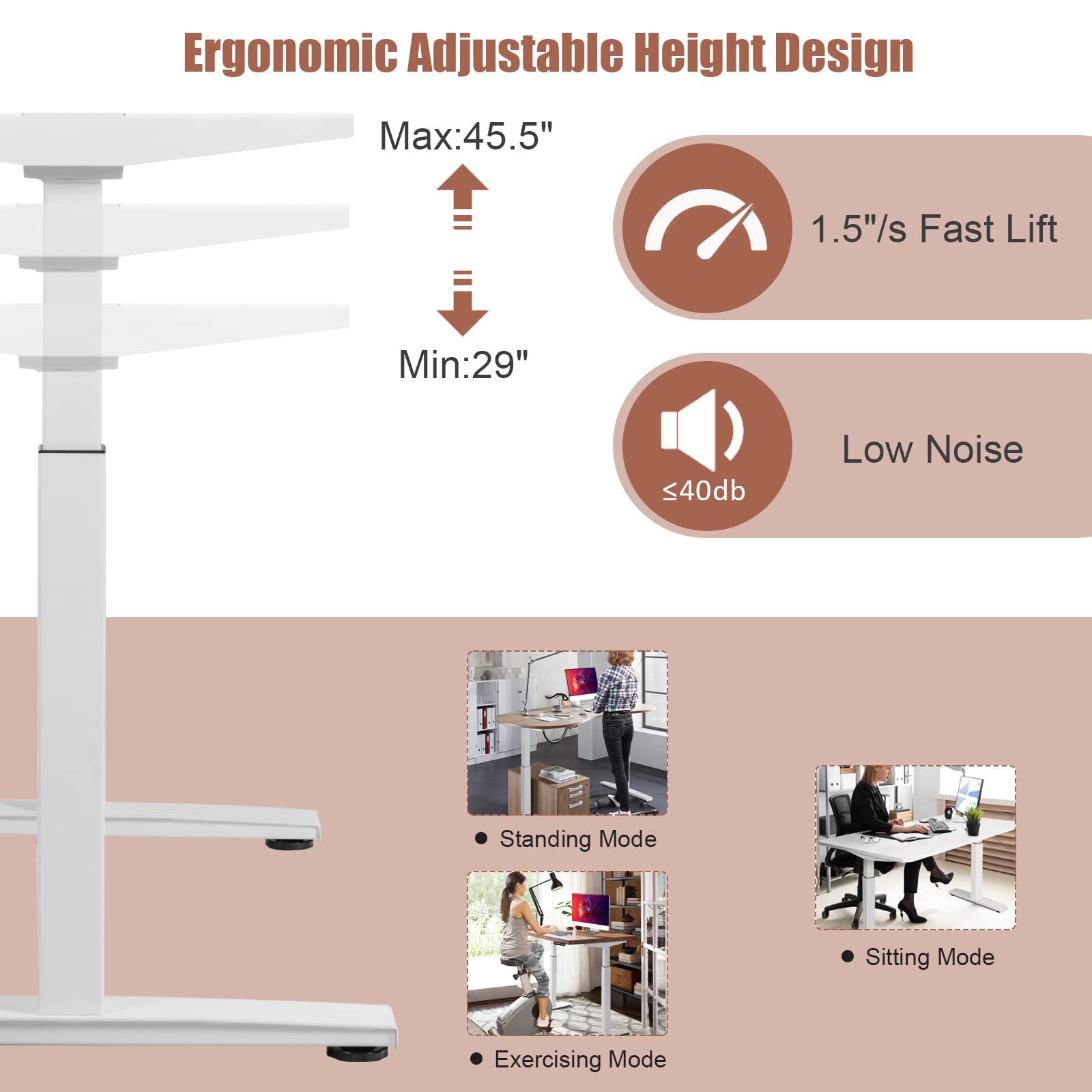 COSTWAY Electric Standing Desk Frame - Adjustable Height & Width, Ergonomic Sit to Stand Workstation Base with Memory Controller for Home Office (White, Frame Only) | Perfect for Remote Work, Gaming Setup & Study Desk