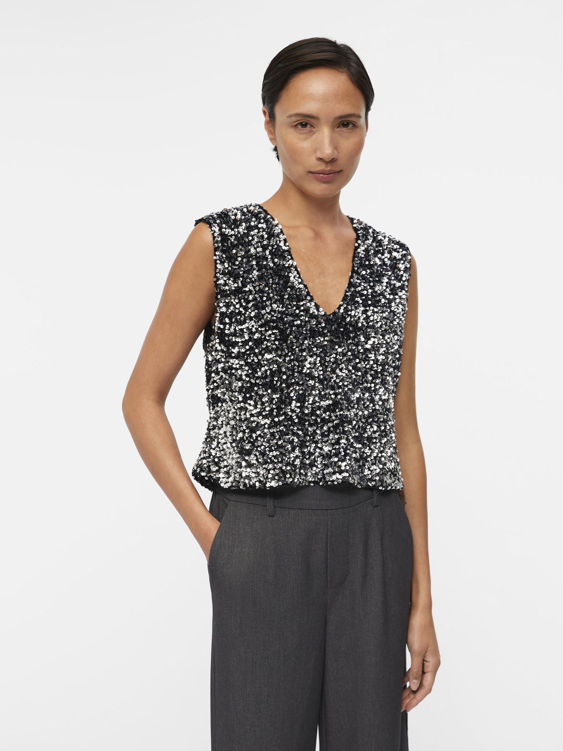JINNE Sequin Top with Magnetic Closure - Sparkly Party Shirt for Women, Night Out, Clubwear, and Special Occasions