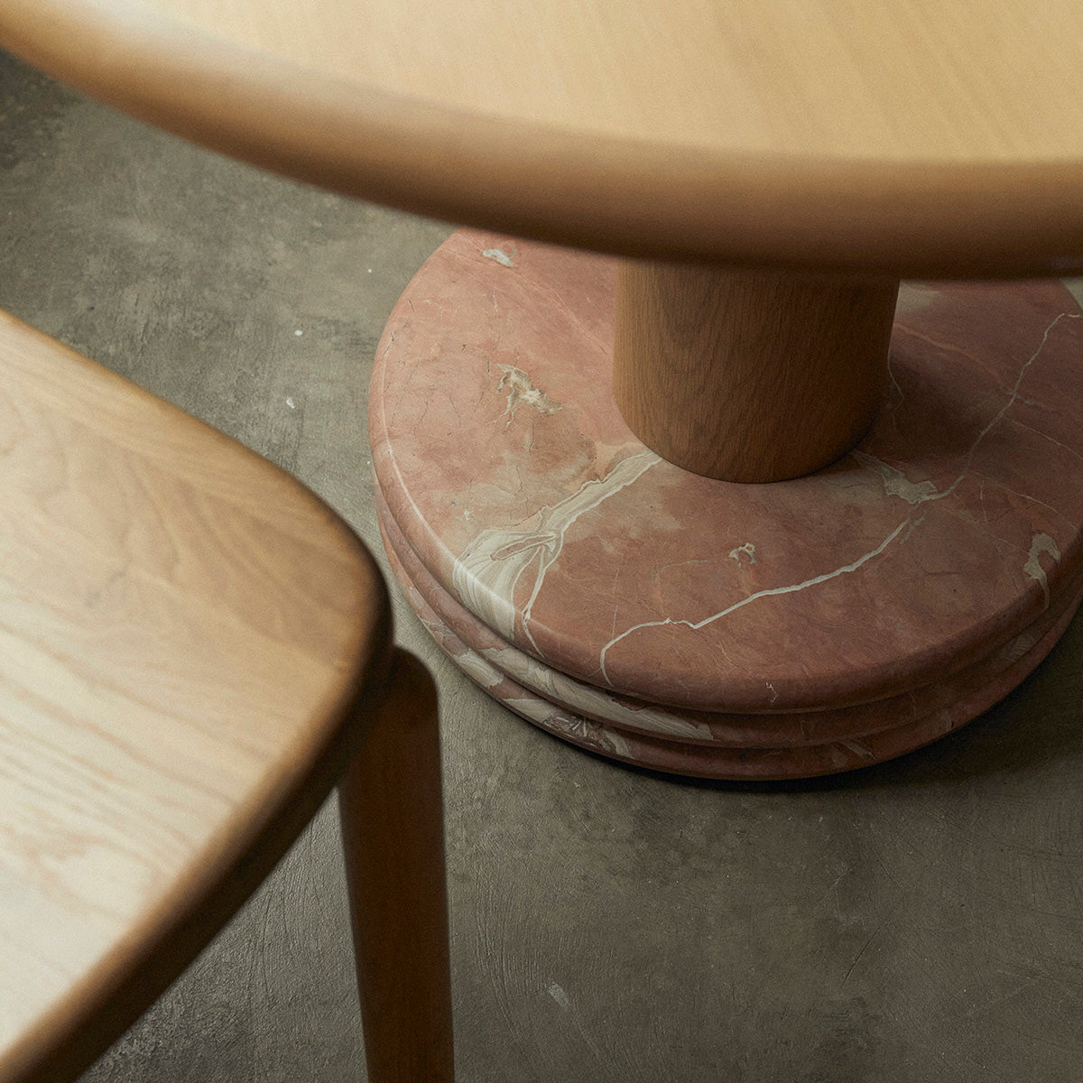 Premium Oak & Marble Rosso Bistro Dining Table - 105cm Round Table for Small Spaces, Patio, Cafe & Home Decor | Durable & Stylish Kitchen Furniture