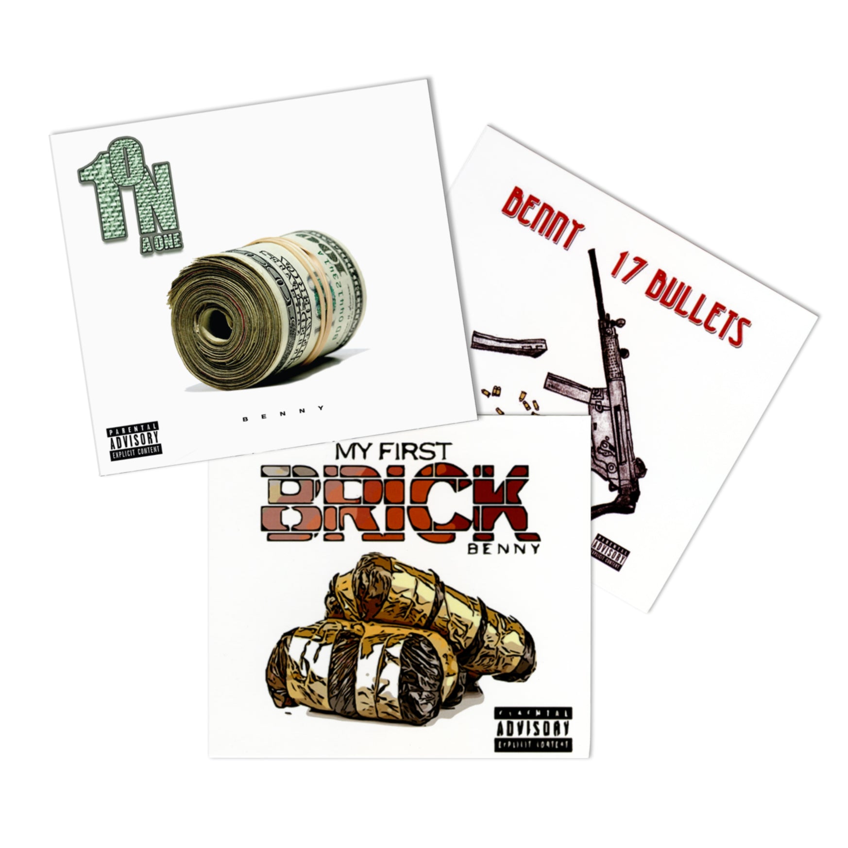 My First Brick + 1 On A 1 + 17 Bullets (3 CD Bundle) - Hip Hop Music Album Collection for Car Rides, Workouts & Parties