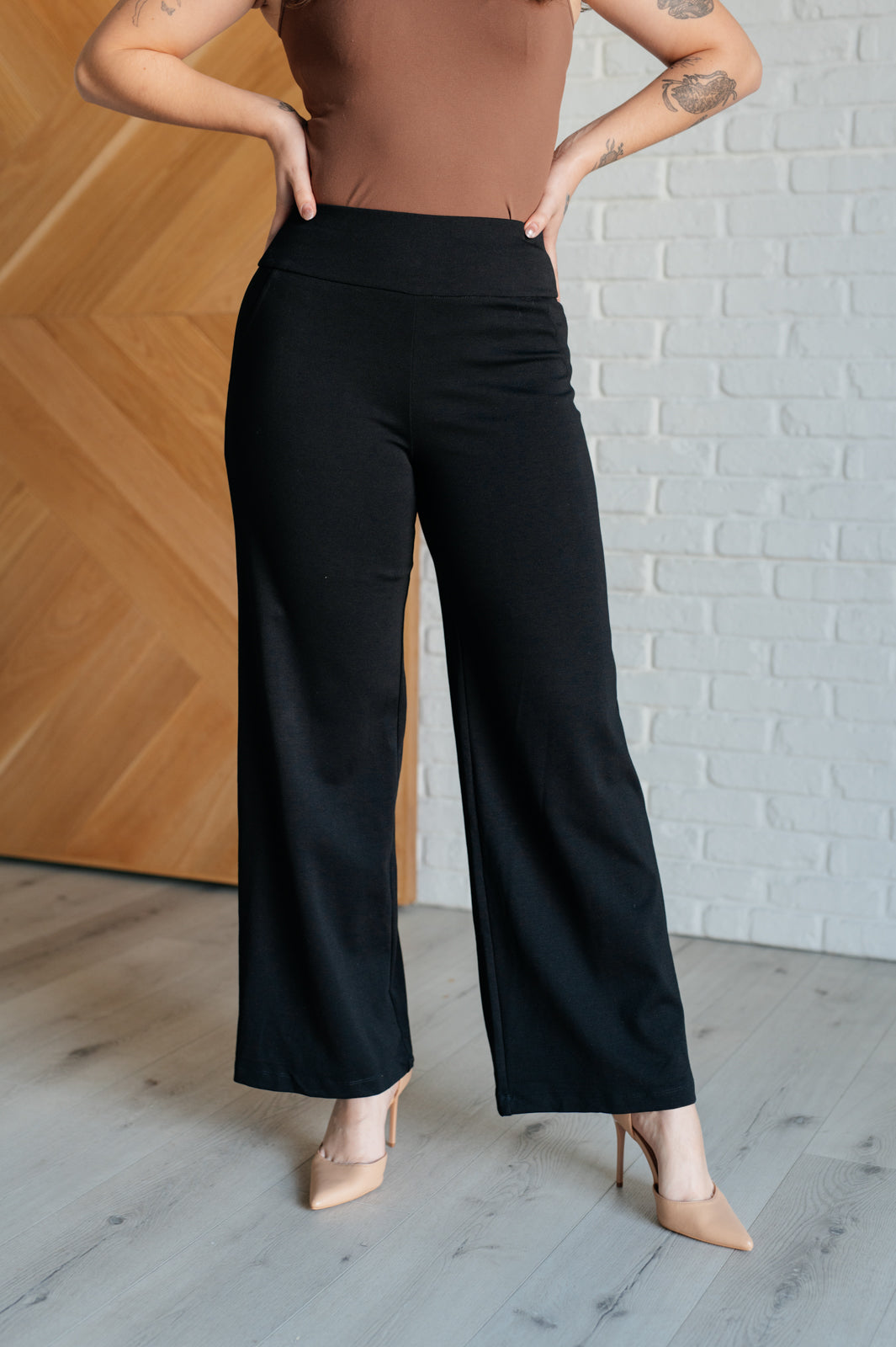 Magic Wide Leg Pants for Women - Stretchy High Waist Black Palazzo Trousers | Comfortable Office Wear & Casual Outfits