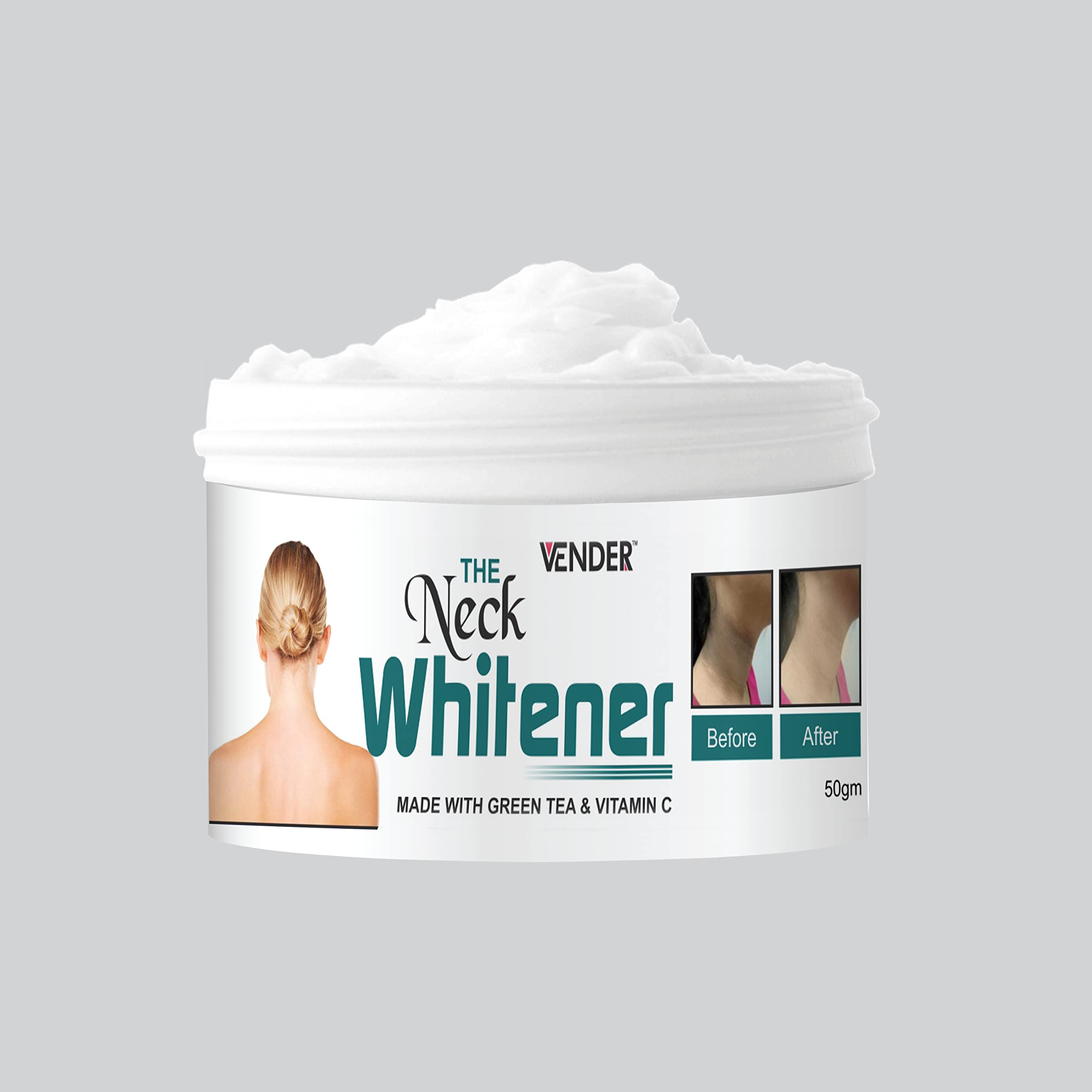 Best Green Tea & Vitamin C Brightening Cream for Dark Neck, Knees & Elbows - 50g | Hydrating & Lightening Skin Care for Hyperpigmentation | Perfect for Daily Use & Night Routine