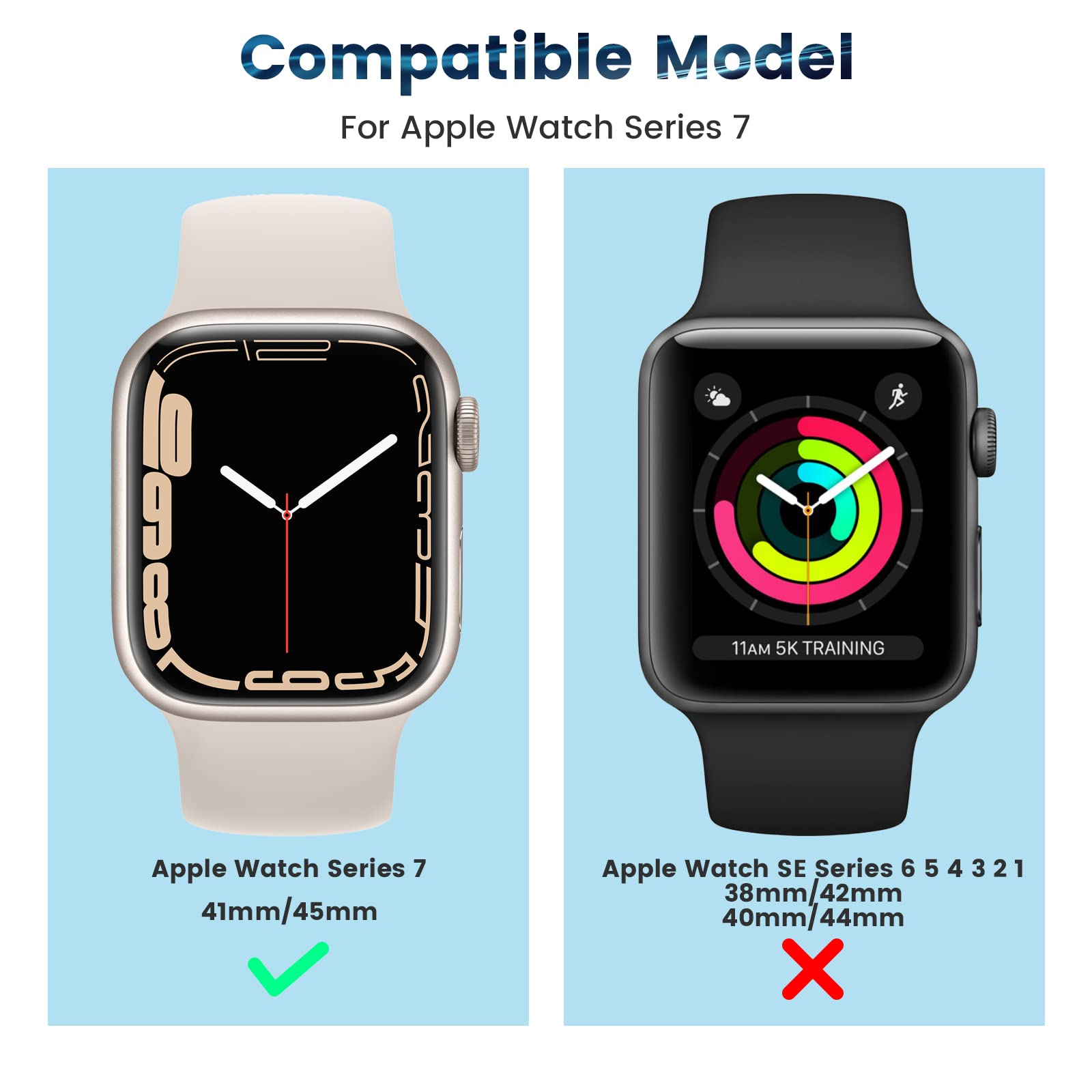 2 Pack Waterproof Case for Apple Watch Series 9/8/7 41mm - Shockproof Protective Cover with Built-in Tempered Glass Screen Protector, Front & Back Bumper for iWatch (Black) - Perfect for Swimming, Sports & Outdoor Activities