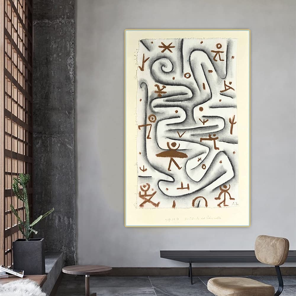 Paul Klee High Spirits Terrain Canvas Wall Art - Farmhouse Living Room Decor, Bedroom & Bathroom Wall Decorations, Unframed 70x110cm for Home & Office Spaces