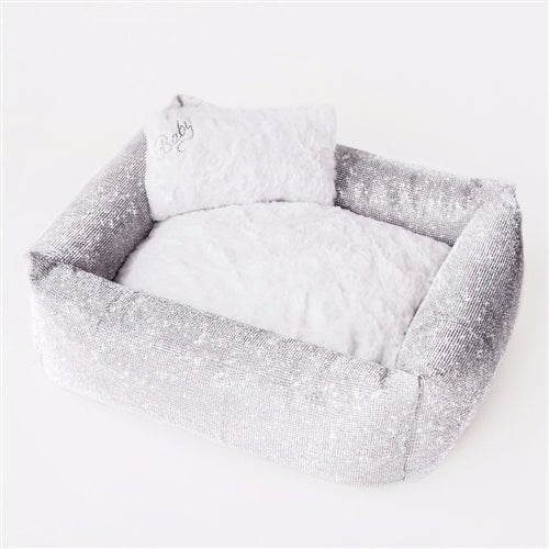 Luxury Crystal Collection Pet Bed - Imperial Silver - Premium Comfort for Small & Large Dogs - Perfect for Home, Office & Travel Use