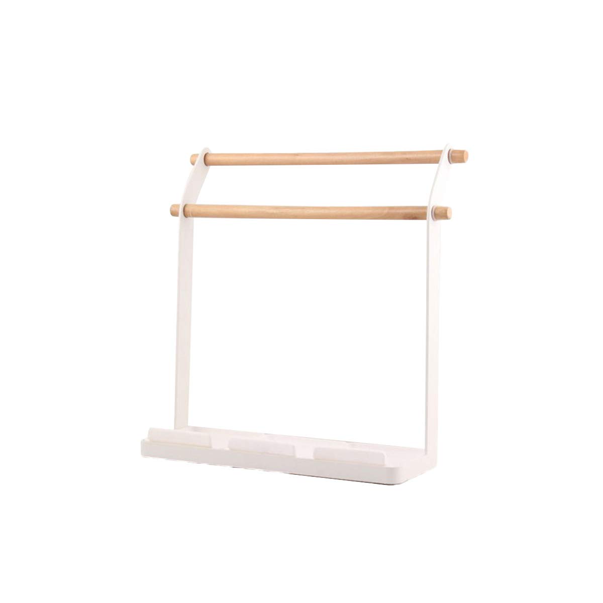 DOITOOL Double Layer Towel Rack Stand - White Space-Saving Kitchen & Bathroom Organizer for Towels, Duster Cloths & Home Storage - Perfect for Small Spaces & Clutter-Free Organization