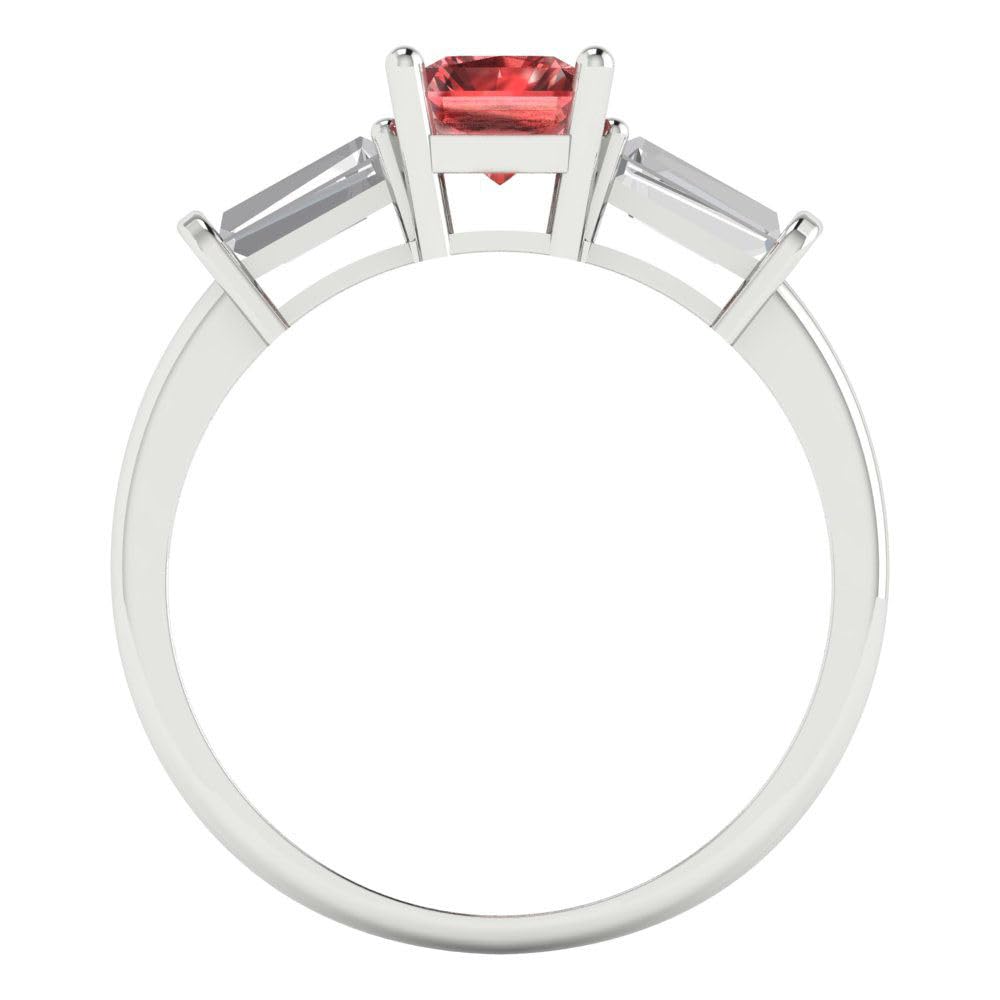 2.0 Carat Emerald Cut 3-Stone Solitaire Natural Garnet Engagement Ring in 14K White Gold - Perfect for Anniversary, Bridal & Wedding Jewelry Gifts