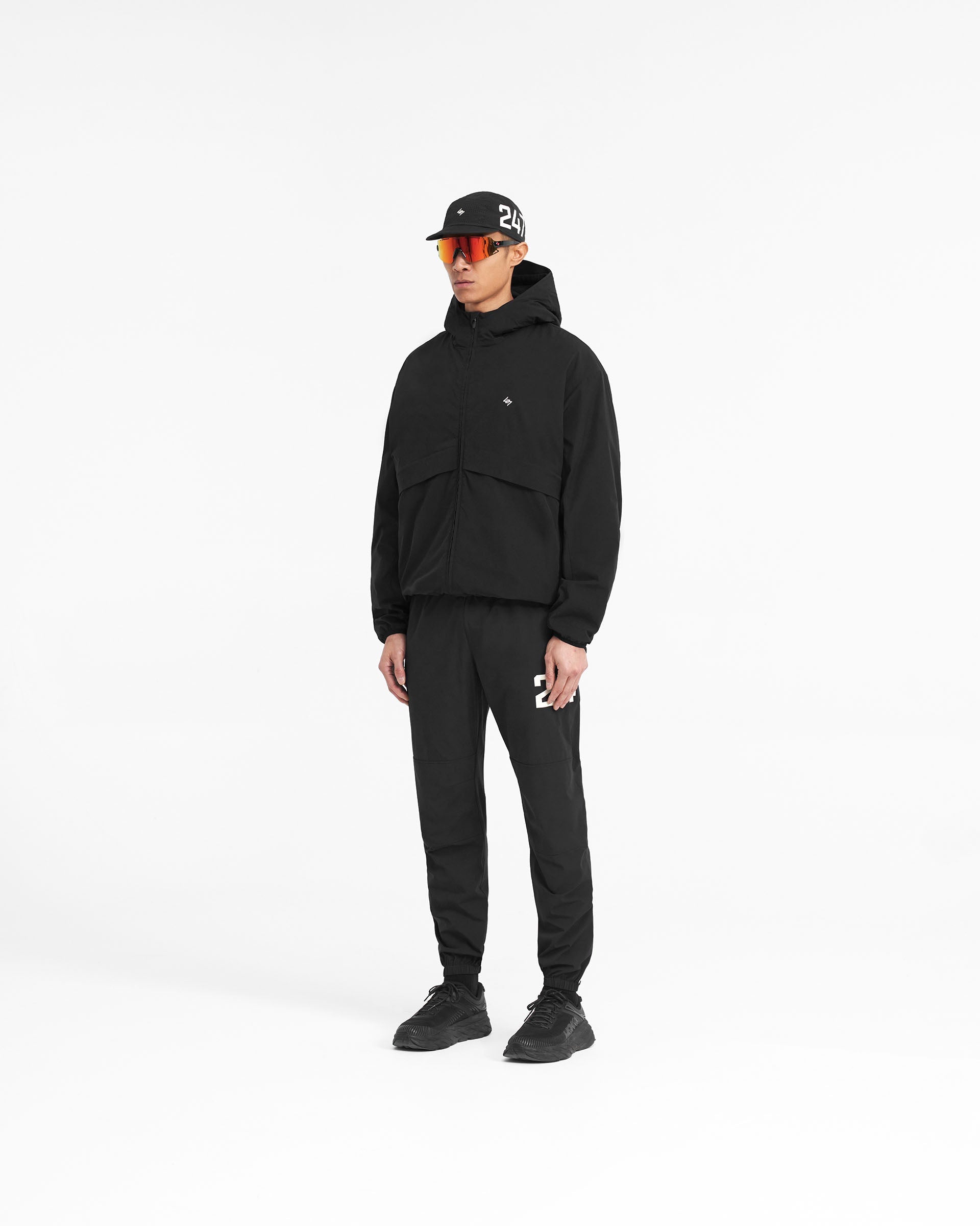 247 Hooded Training Jacket for Men & Women - Lightweight Waterproof Windbreaker for Running, Gym & Outdoor Sports - Jet Black