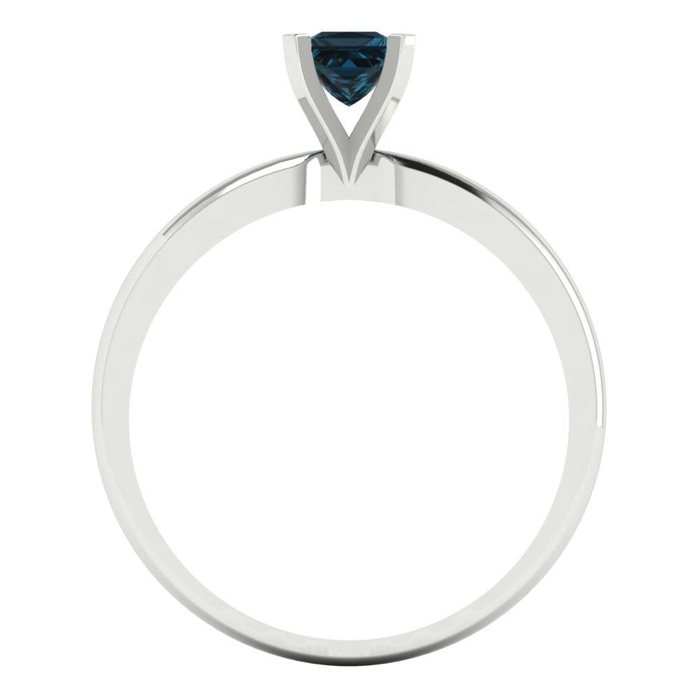 0.50ct Princess Cut London Blue Topaz Solitaire Ring in 18K White Gold - Elegant Engagement, Wedding & Anniversary Jewelry for Women | Perfect for Proposals, Bridal Sets & Special Occasions