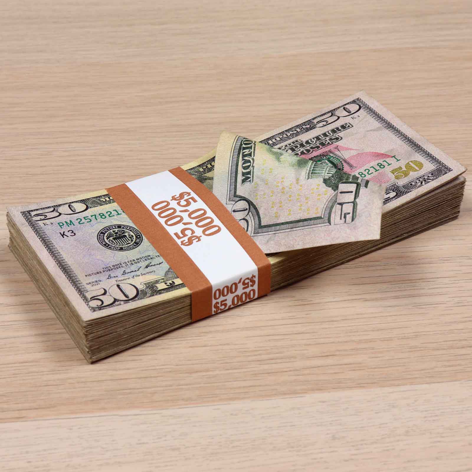 $10,000 RealAged™ Full Print New Series Stack & Band Pack - Authentic Prop Money for Movies, Photography & Education | Perfect for Film Props, Social Media Content & Financial Literacy Training
