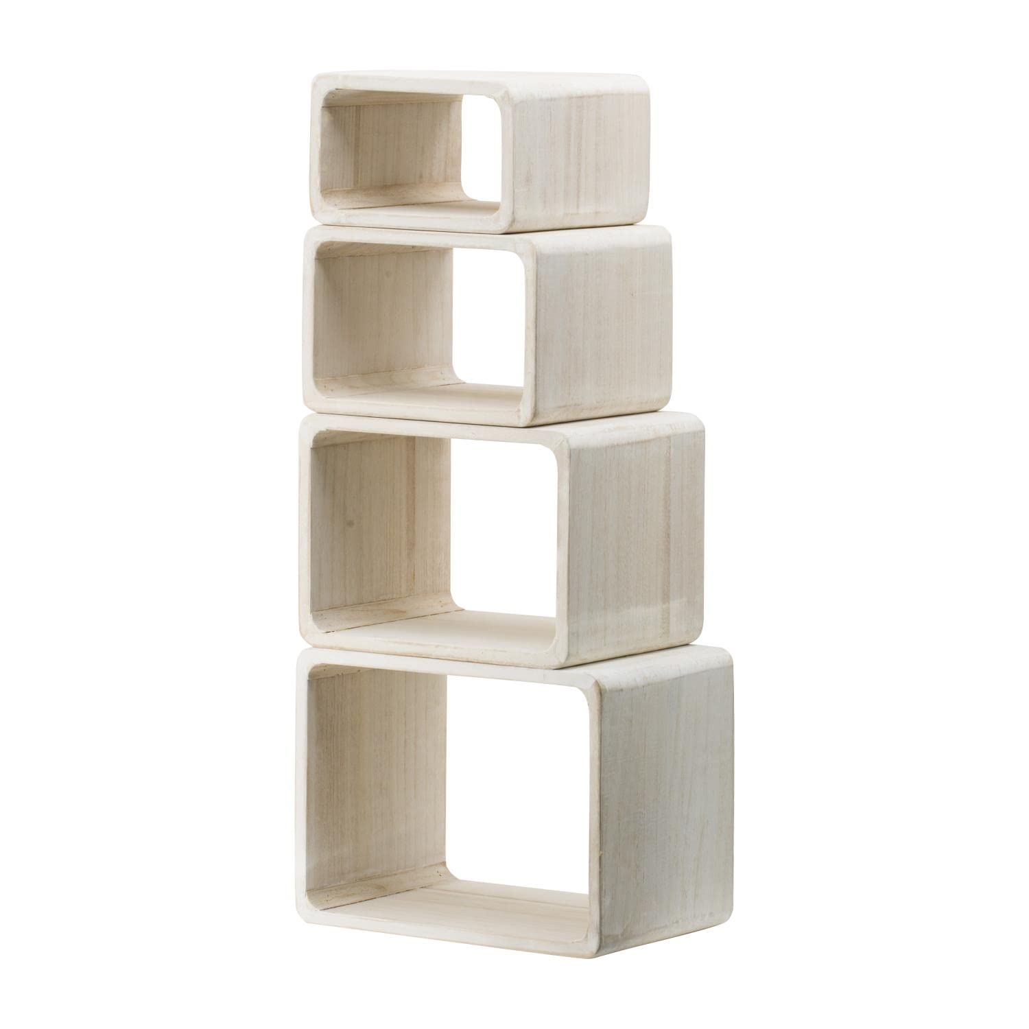 A&B Home Wood Square Shelf Set of 4 - Rustic Wall Shelves for Living Room, Kitchen, Bathroom & Office Storage & Decor