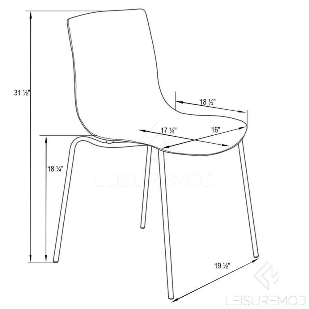 Modern Acrylic Lucite Dining Chair with Chrome Metal Legs - LeisureMod Astor Water Ripple Design for Contemporary Dining Room, Kitchen, Office & Small Spaces - Perfect for Home Decor, Restaurant Seating & Compact Living Areas