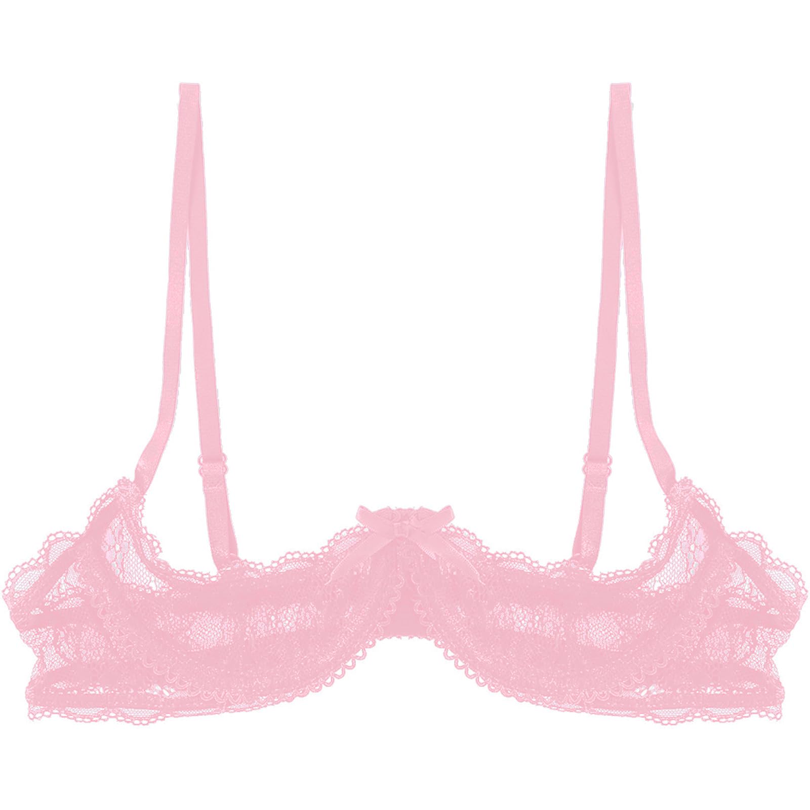Women's Mesh Sheer Lace Bralette - 1/4 Cup Push Up Underwire Shelf Bra Top for Comfort & Support | Perfect for Layering, Casual Wear & Intimate Occasions