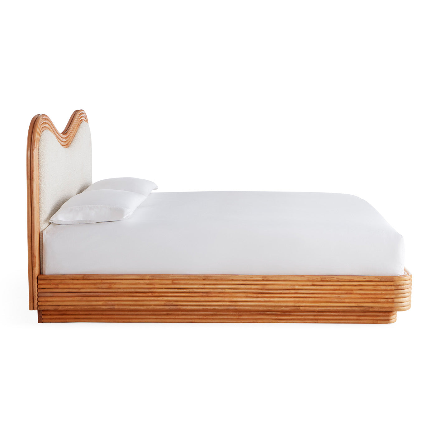Riviera Wave Bed - Modern Coastal Style Queen Size Platform Bed Frame with Wooden Slats - Perfect for Beach House, Guest Room or Master Bedroom