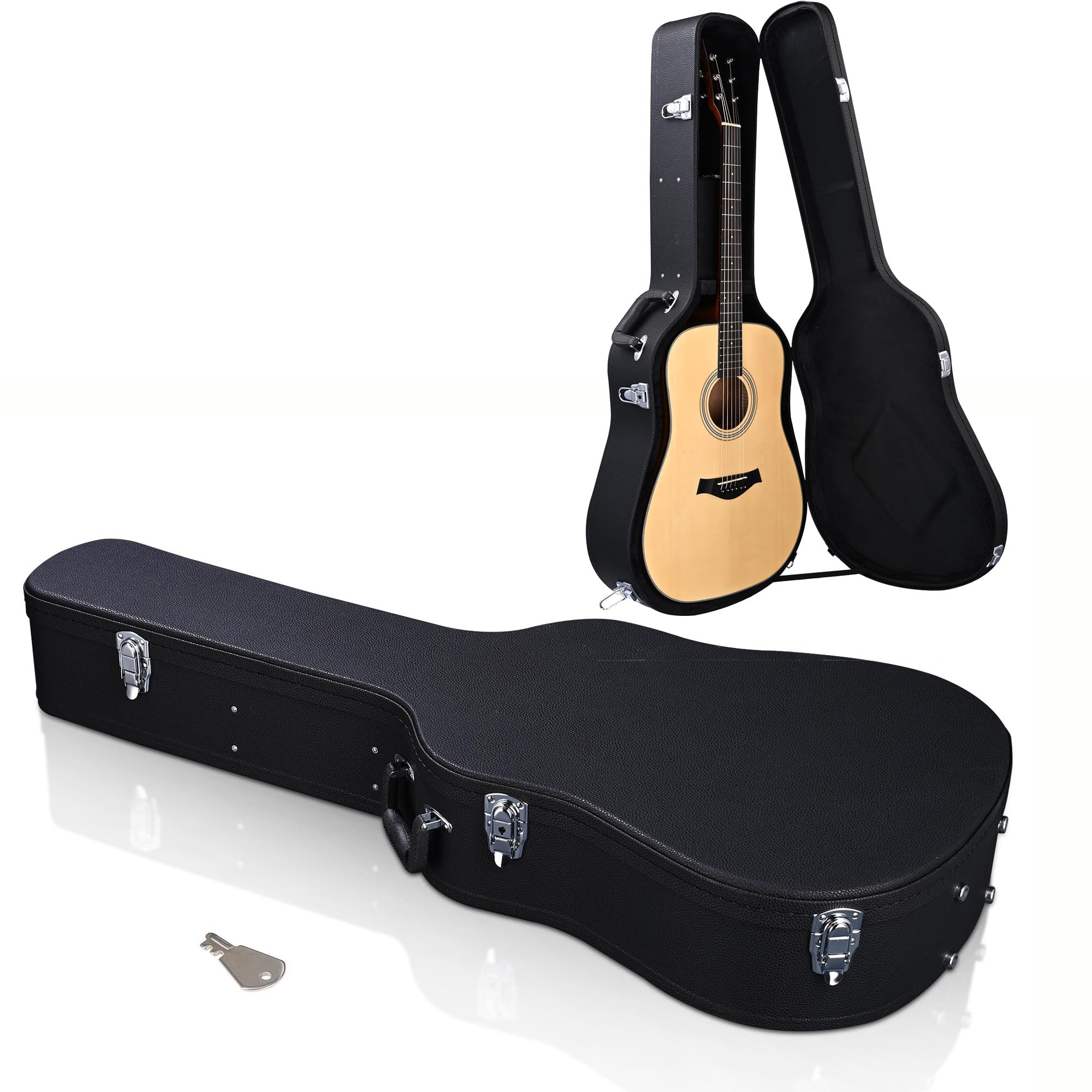 Premium AW Hard Dreadnought Acoustic Guitar Case - 41 Inch Wooden Hardshell with Lock & Accessory Compartment | Airline Approved Travel Protection | Perfect for Musicians, Performers & Frequent Flyers | Black