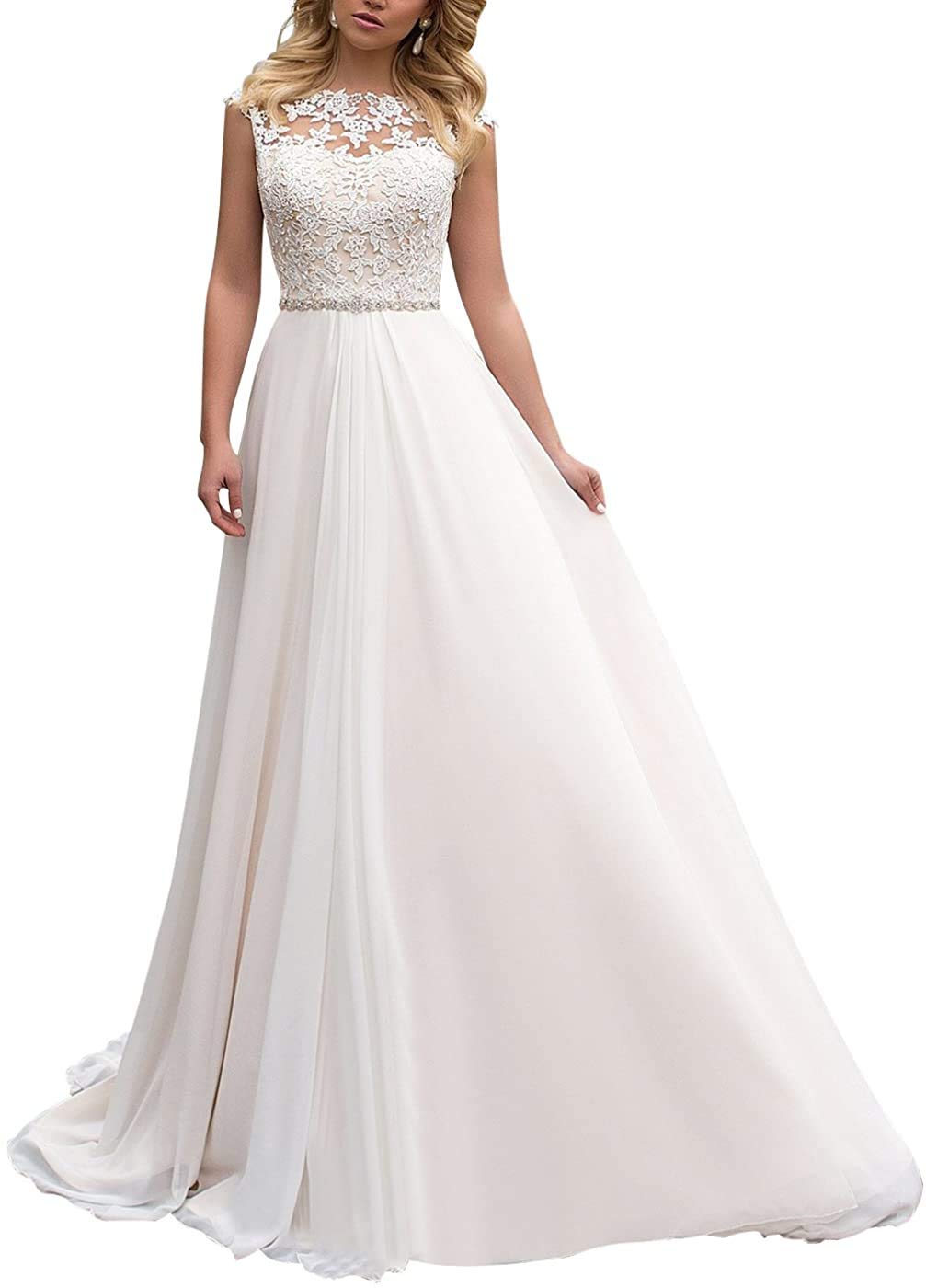 Elegant 2021 Lace Applique Backless Wedding Dress for Bride - V-Neck Ball Gown Evening Dress for Bridal Shower, Reception & Formal Events