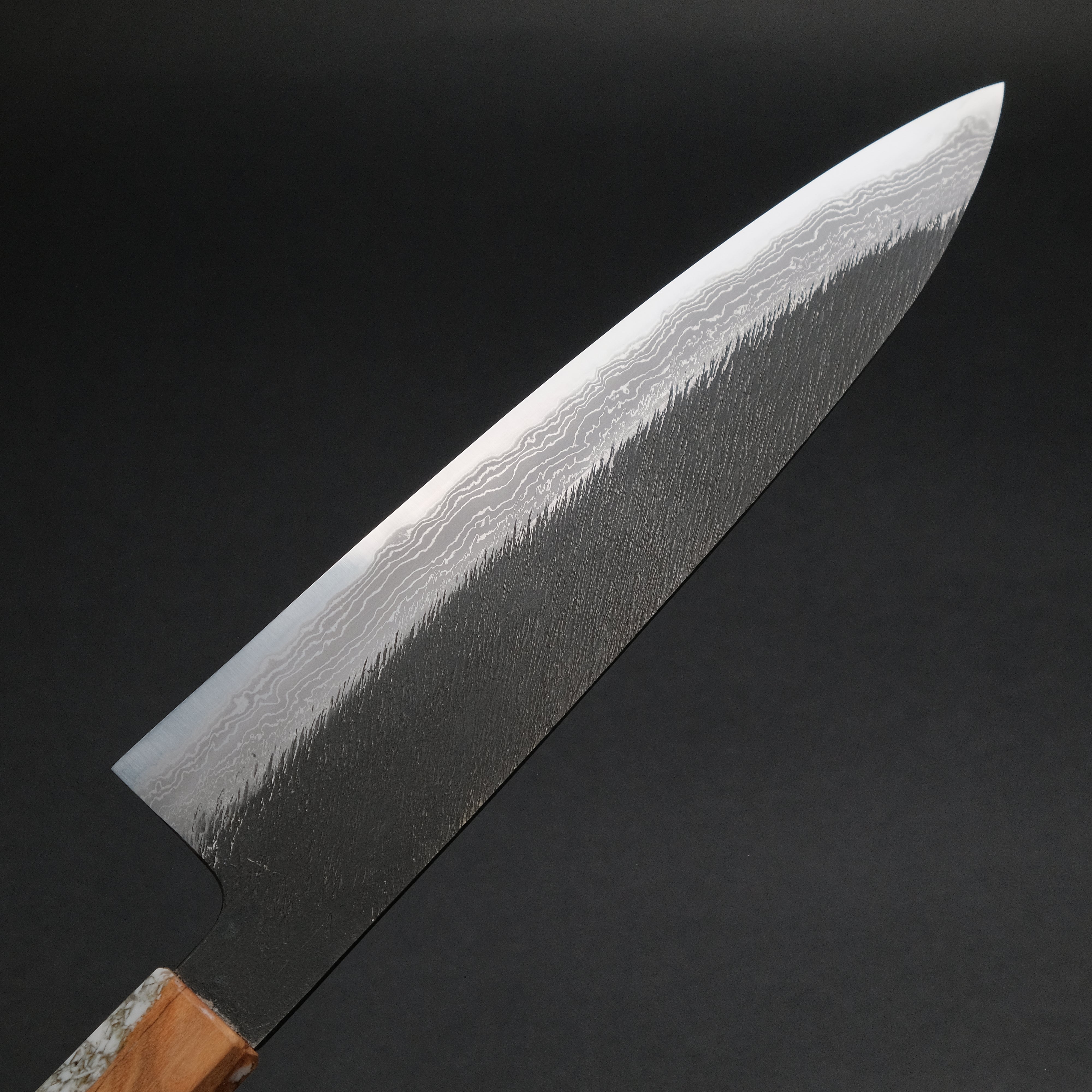 Ajikataya White #2 Matsuba Damascus Gyuto 210mm Japanese Chef Knife with Olive/TQPRV Handle - Premium Kitchen Knife for Sushi, Meat Cutting & Professional Cooking (#13)