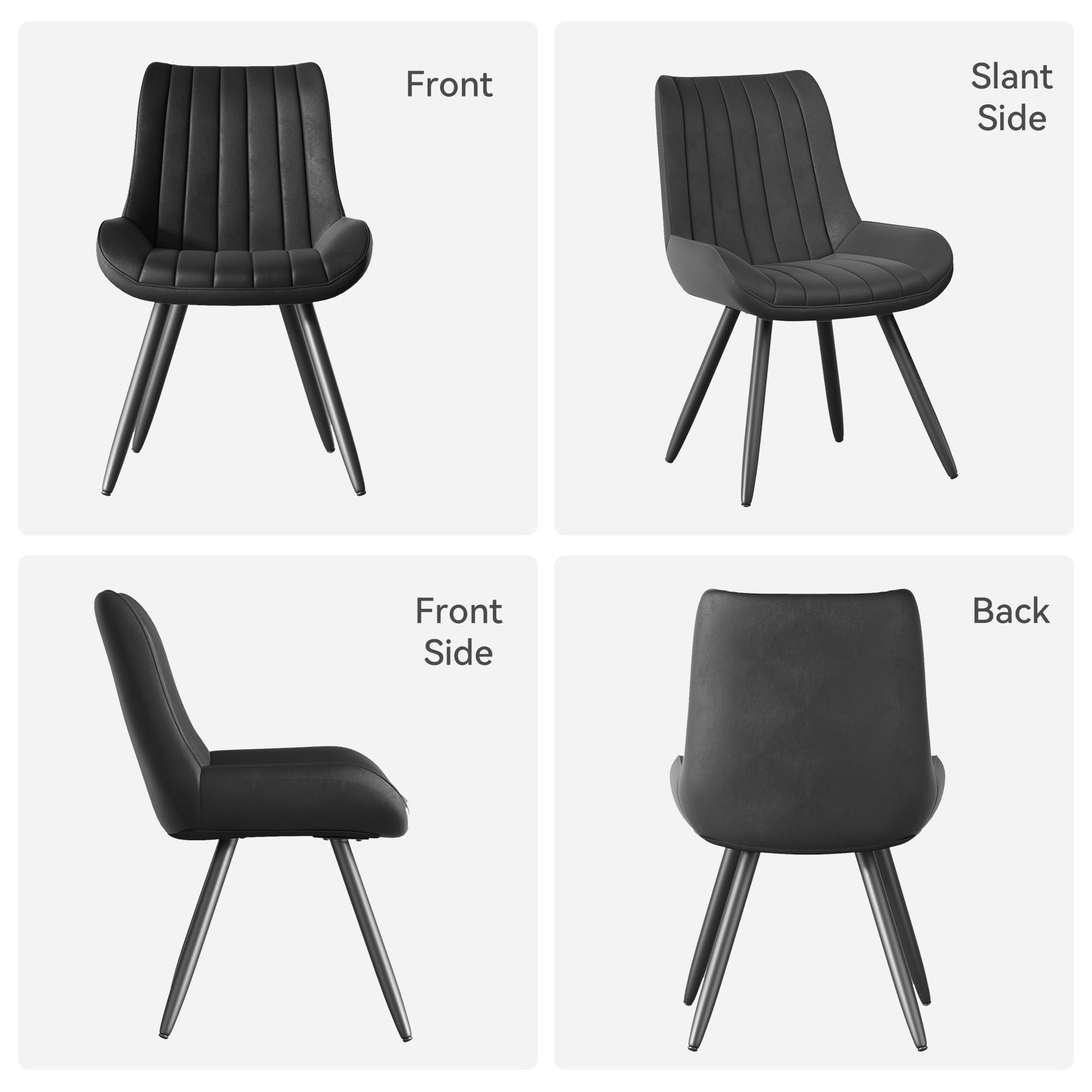6-Piece Mid Century Modern Dining Chairs Set - Upholstered Fabric Kitchen Chairs with Soft Cushions, Comfortable Black Dining Room Chairs for Home, Restaurant & Office Use