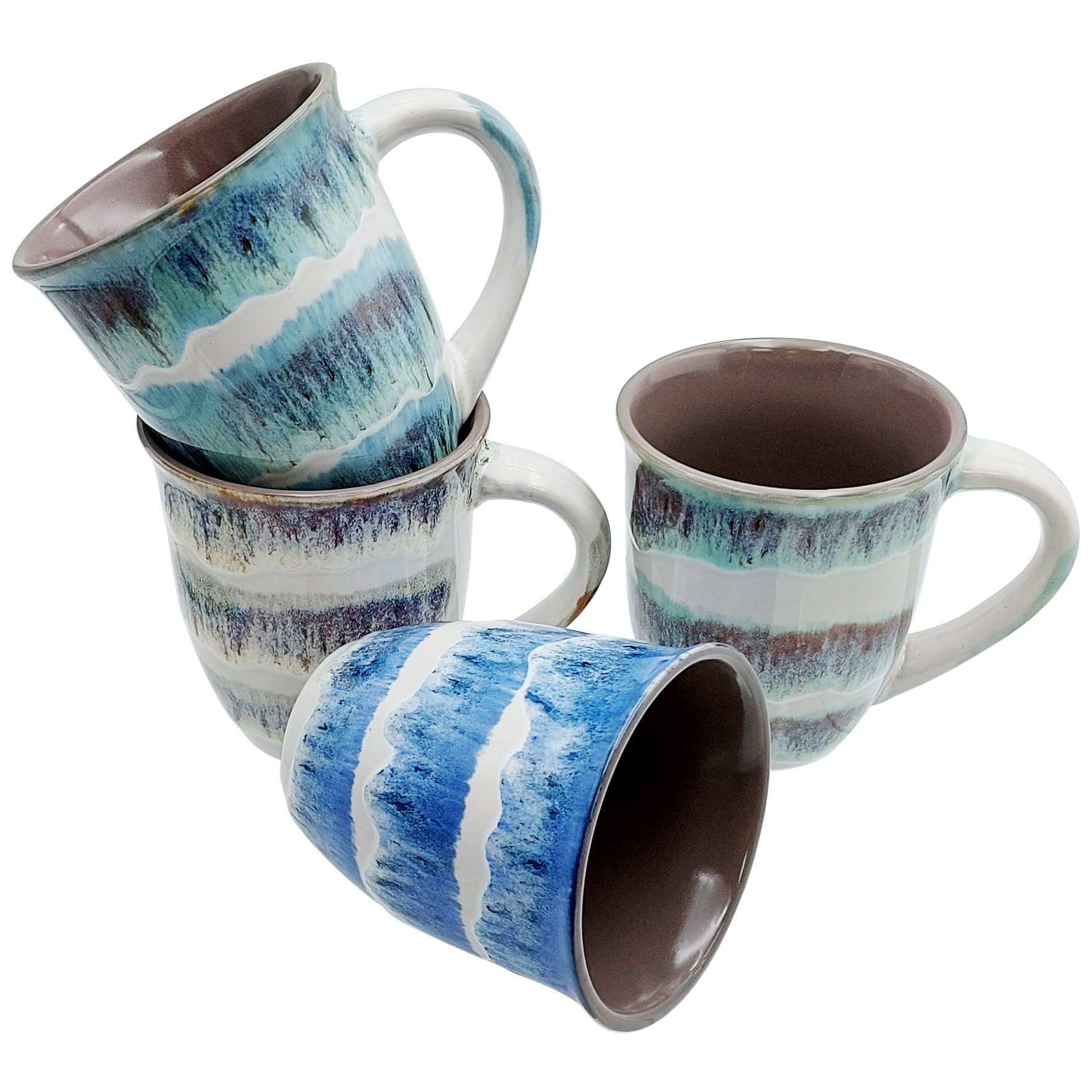 Premium 16 oz Large Ceramic Coffee Mugs Set of 4 - Glazed Novelty Cups with Comfortable Handle - Microwave & Dishwasher Safe - Perfect for Home, Office, Gifts and Coffee Shops