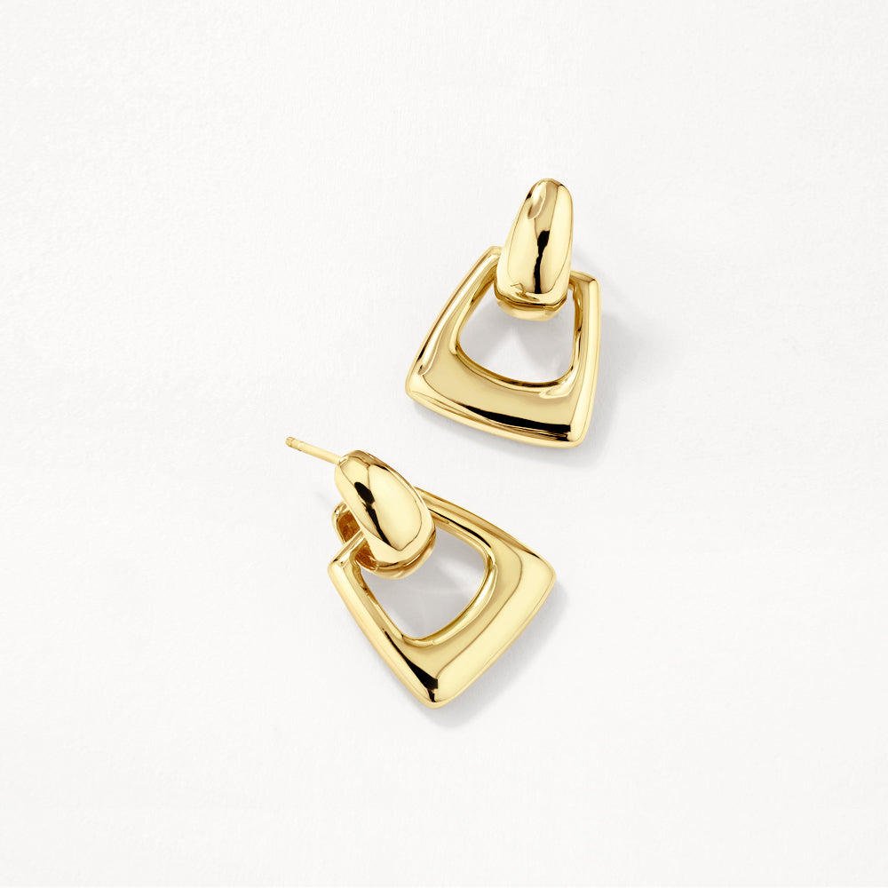 Gold Hoop Stud Earrings with Doorknocker Design - Elegant Dangle Earrings for Women, Perfect for Parties, Weddings & Everyday Wear