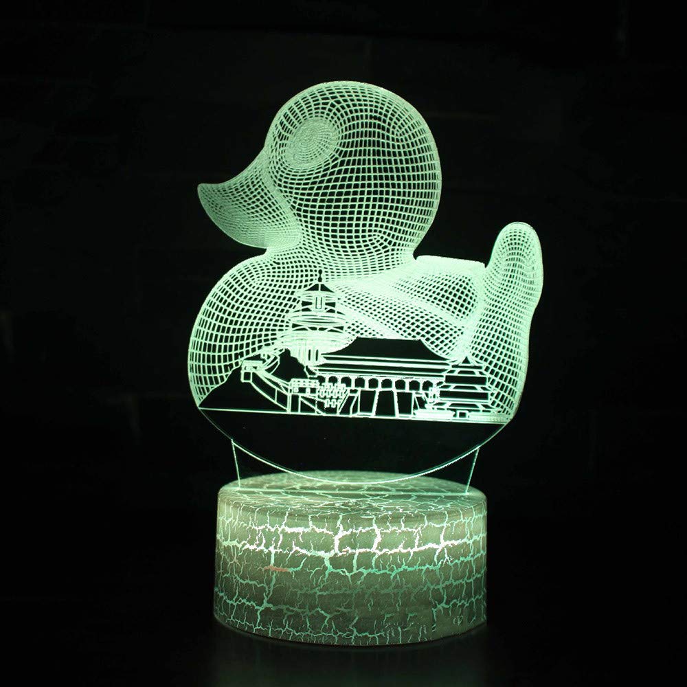 3D LED Night Light USB Touch Button - Colorful Duck City Building Model for Kids, Creative Desk Lamp & Bedroom Decor | Perfect for Nursery, Children's Room & Home Lighting Gifts
