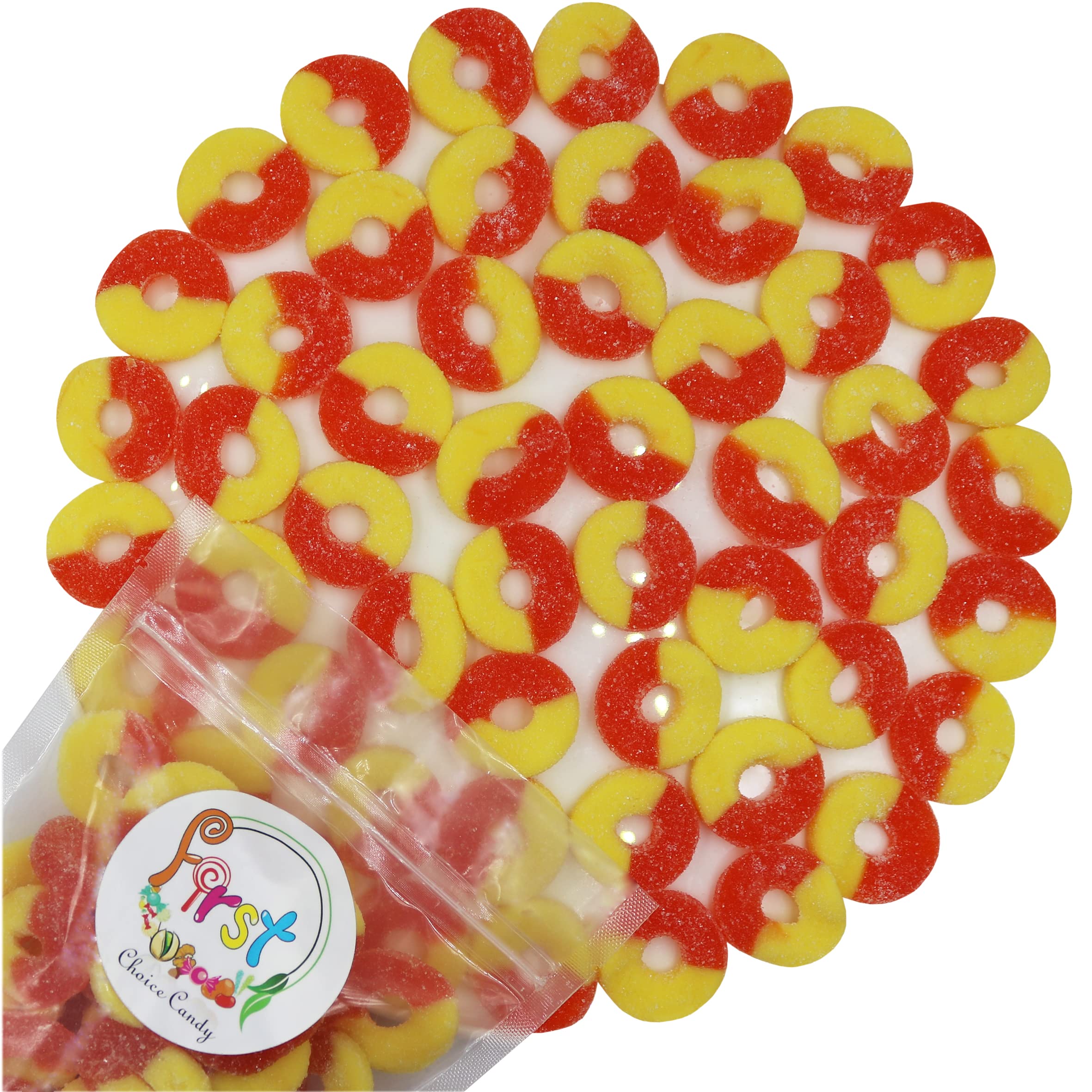 FirstChoiceCandy Gummy Rings Candy - Peach Flavor, 2.5 Pound Bulk Bag | Sweet & Chewy Fruit Snacks for Parties, Movie Nights & Office Treats