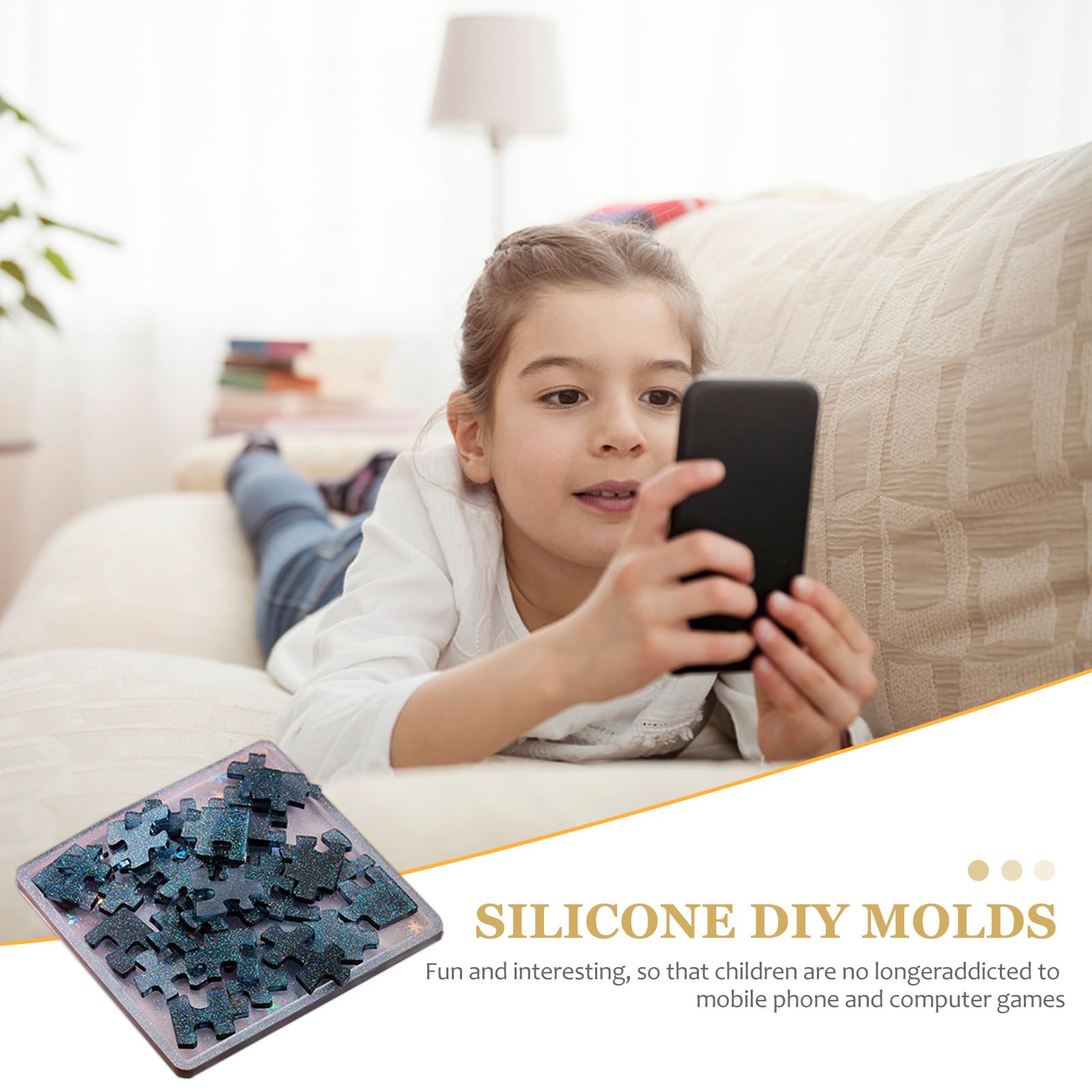 Healifty Puzzle Resin Silicone Molds for Chocolate & Epoxy DIY - Food Safe Silicone Chocolate Molds, Epoxy Resin Casting Molds for Puzzle-Shaped Crafts, Candles, Soap Making & Home Decor