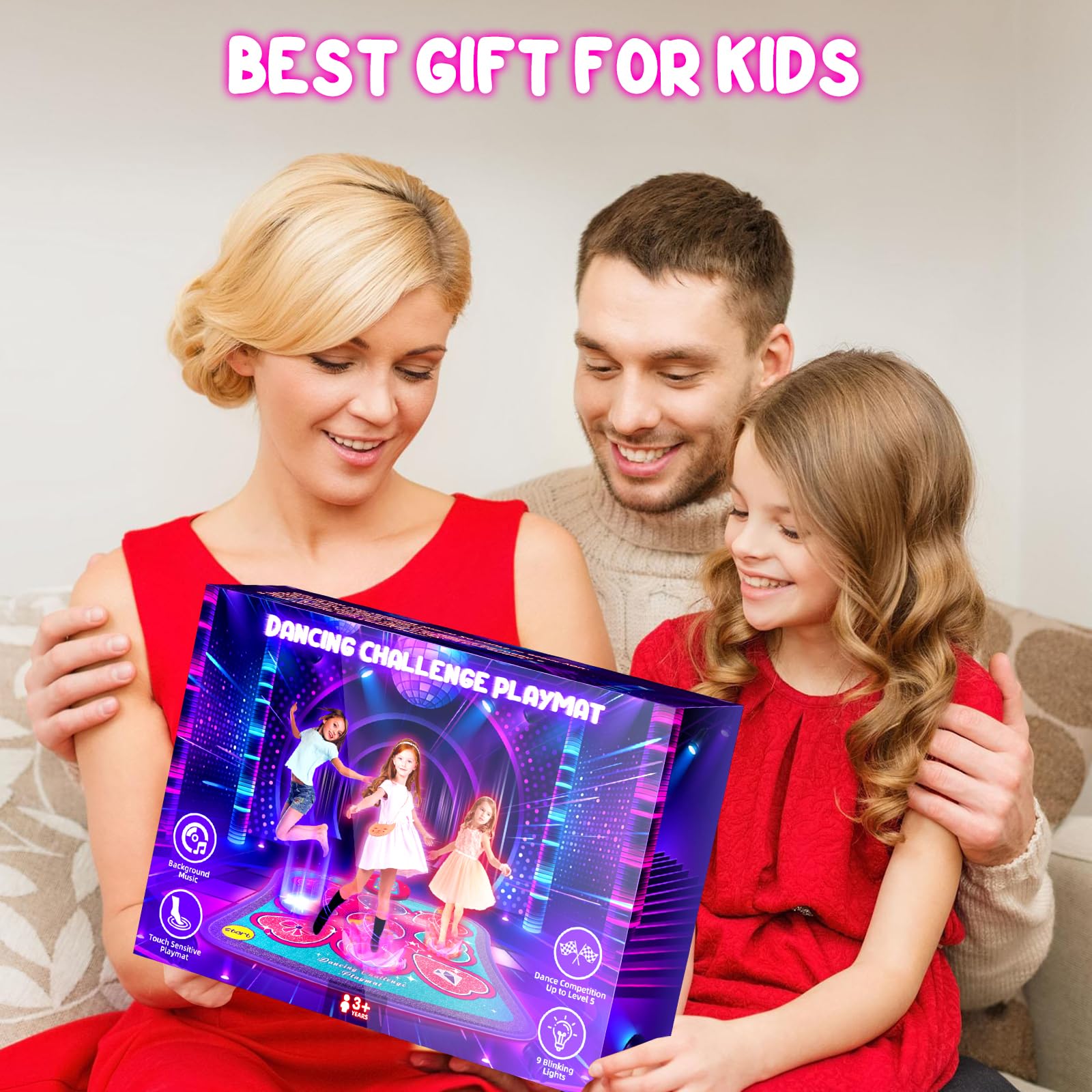 Best Dance Mat for 1 Year Old Girls - Pink & Blue Non-Slip Play Mat for Toddlers - Perfect for Birthday Gifts, Indoor Playtime & Early Childhood Development