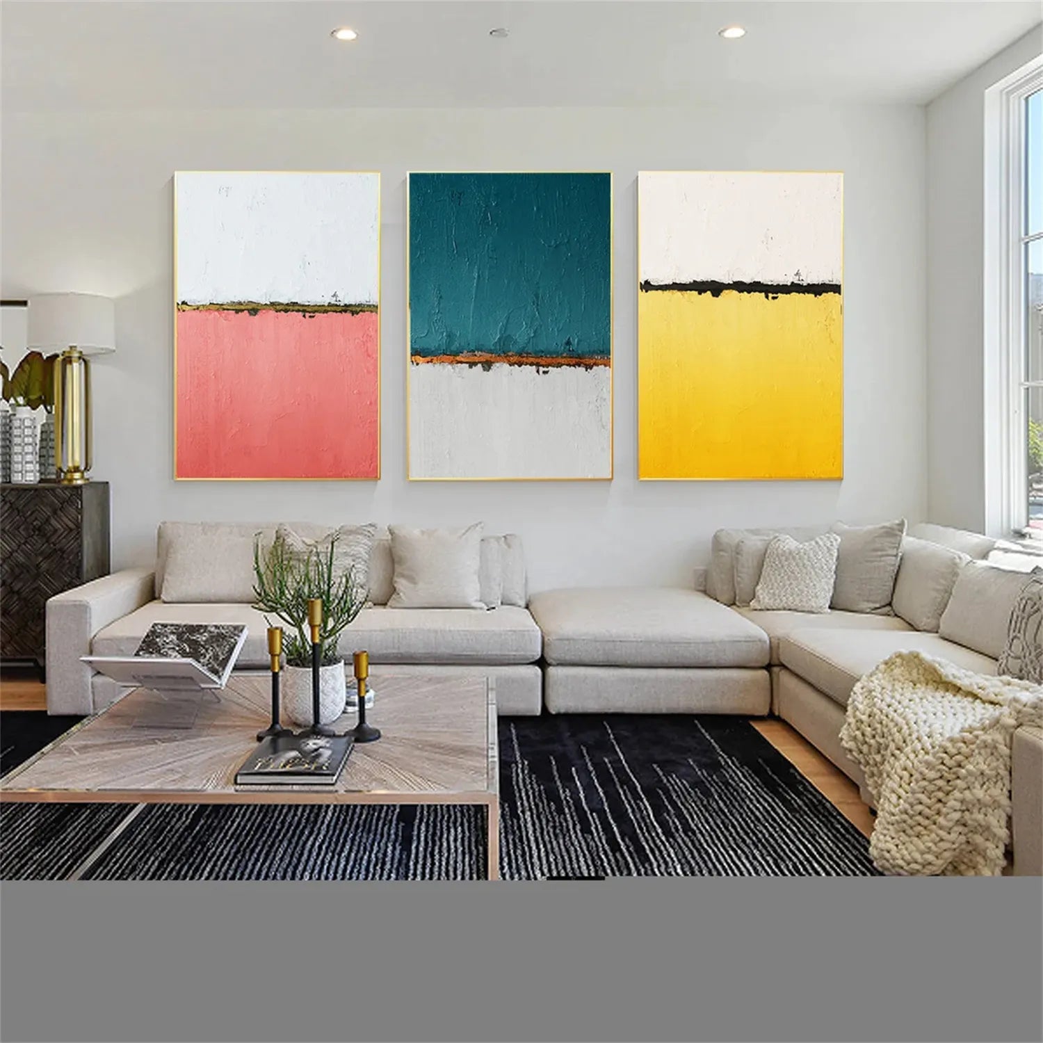 Abstract Painting Set of 3 - Modern Wall Art Canvas Prints for Living Room, Bedroom & Office Decor | #AB220