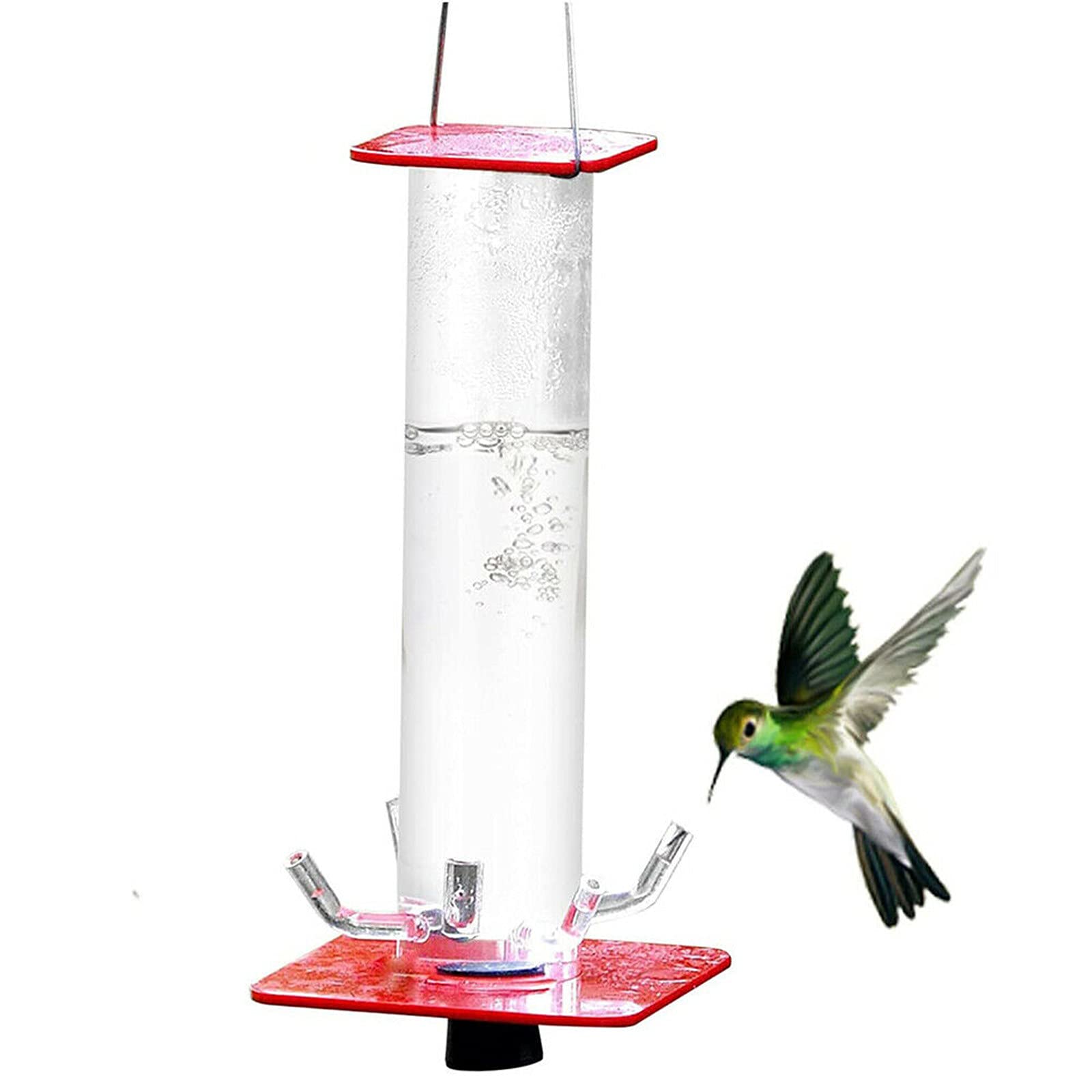 Qolami 9.3 Inch Hummingbird Feeder with Unique Feeding System - Clear Transparent Tube for Outdoor Deck, Patio, Garden & Yard - Attracts Hummingbirds to Your Backyard (Perfect for Bird Watching & Nature Lovers)