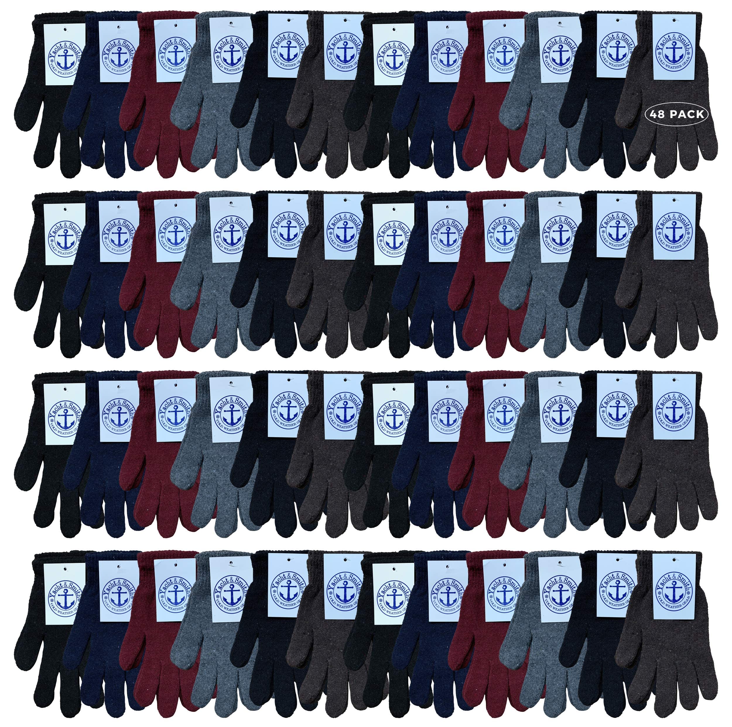 48 Pack Thermal Winter Gloves for Men & Women - Warm, Stretchy Bulk Wholesale Gloves - Perfect for Outdoor Activities, Skiing, Snowboarding & Cold Weather Protection
